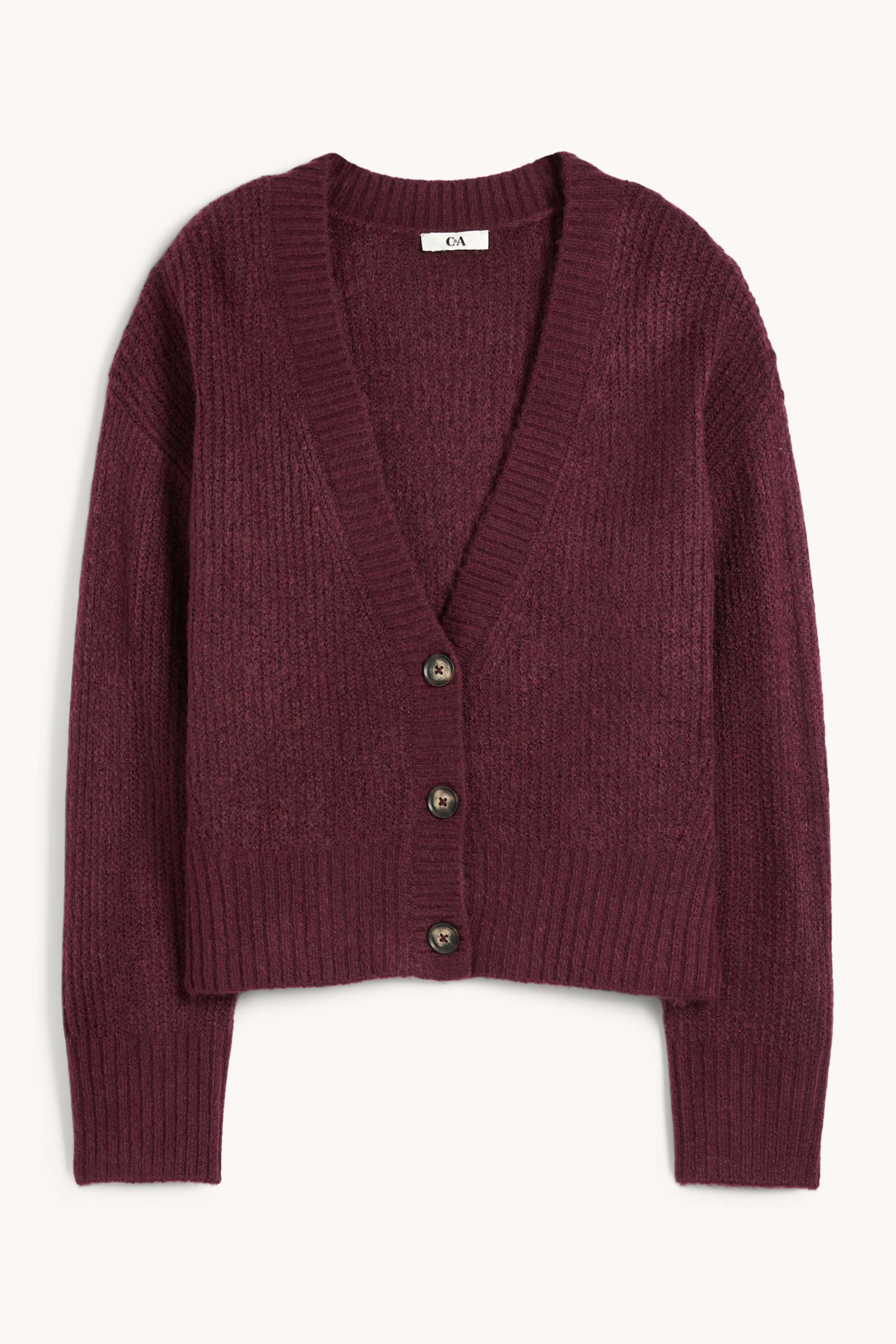 Cardigan - ribbed bordeaux