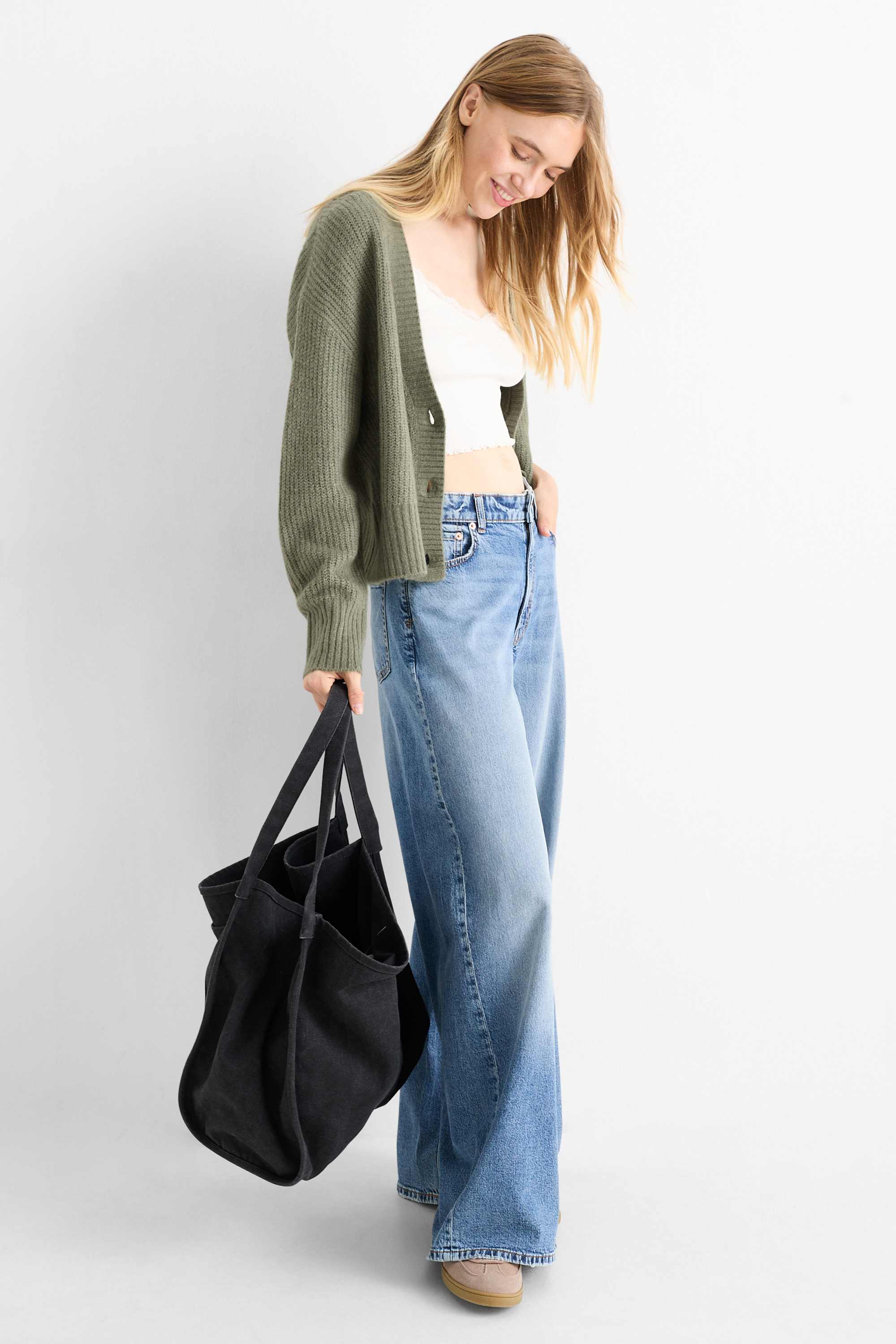 Cardigan - ribbed green