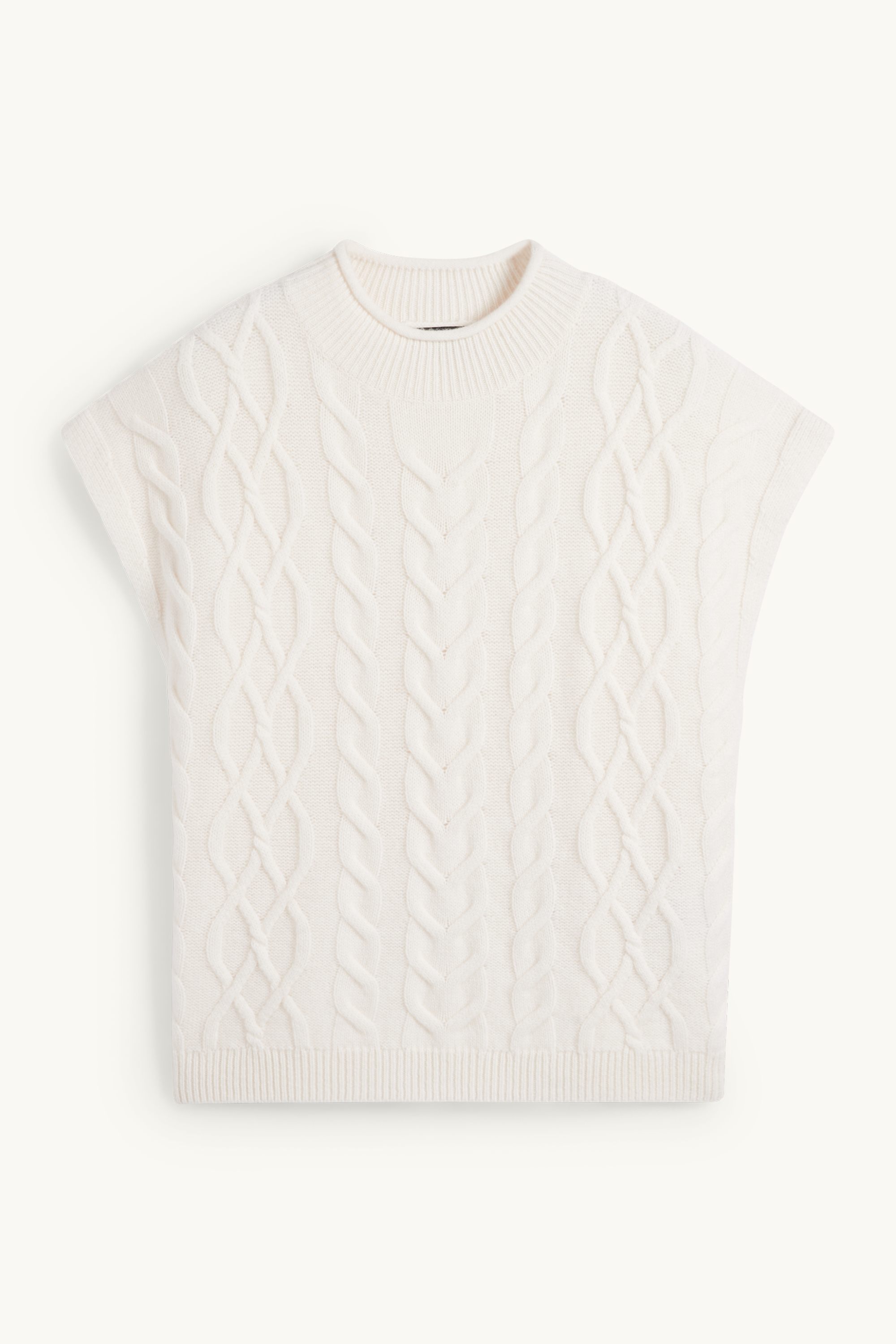 Knitted jumper with cashmere content - short sleeve - wool blend cremewhite