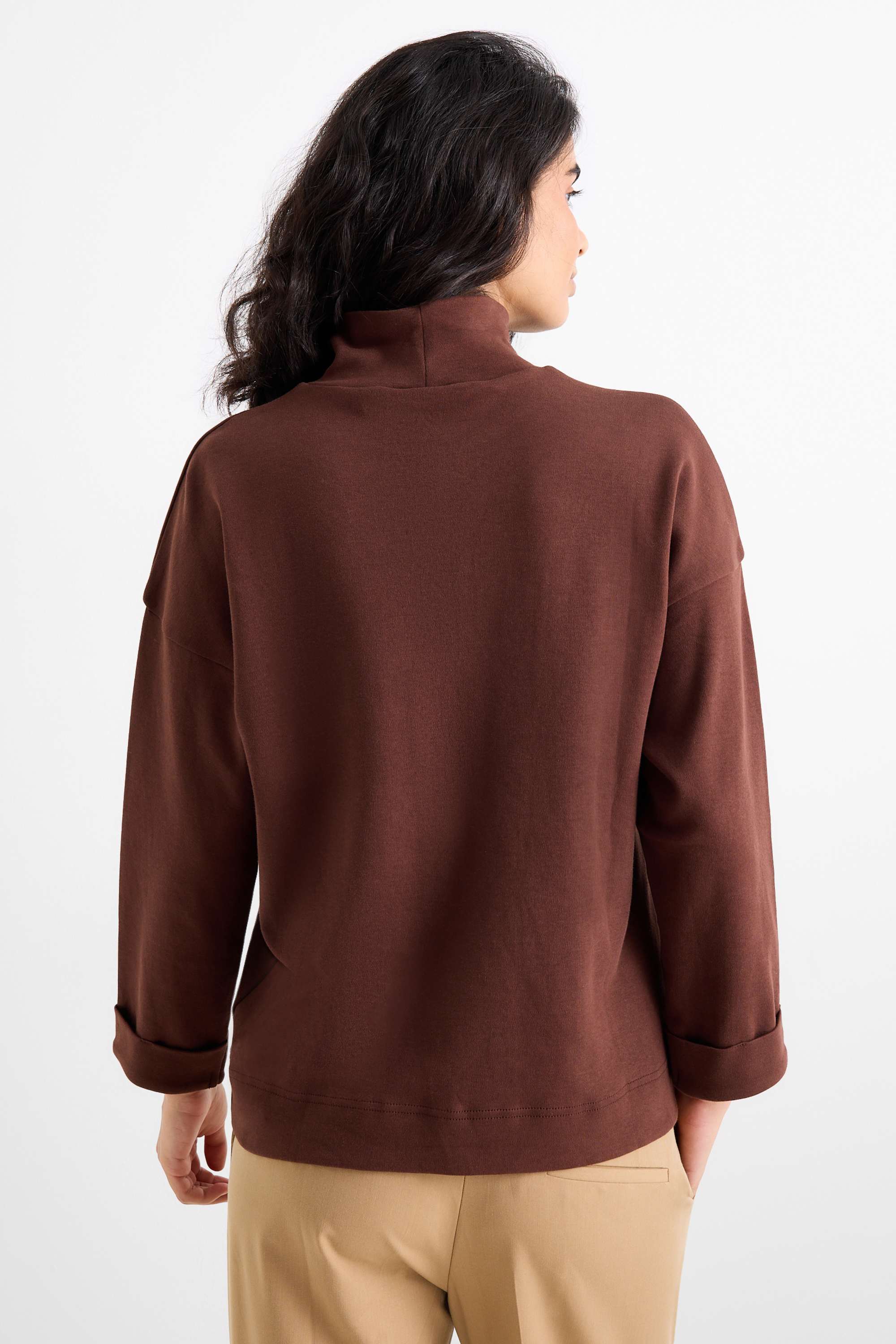 Turtleneck top dark brown