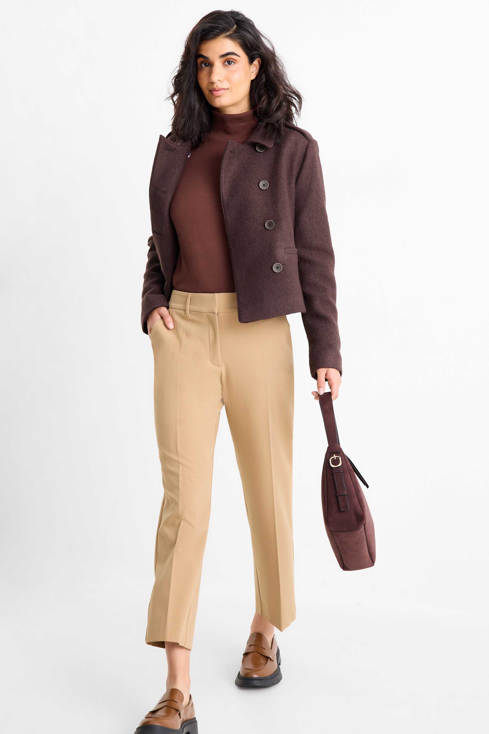 Turtleneck top dark brown