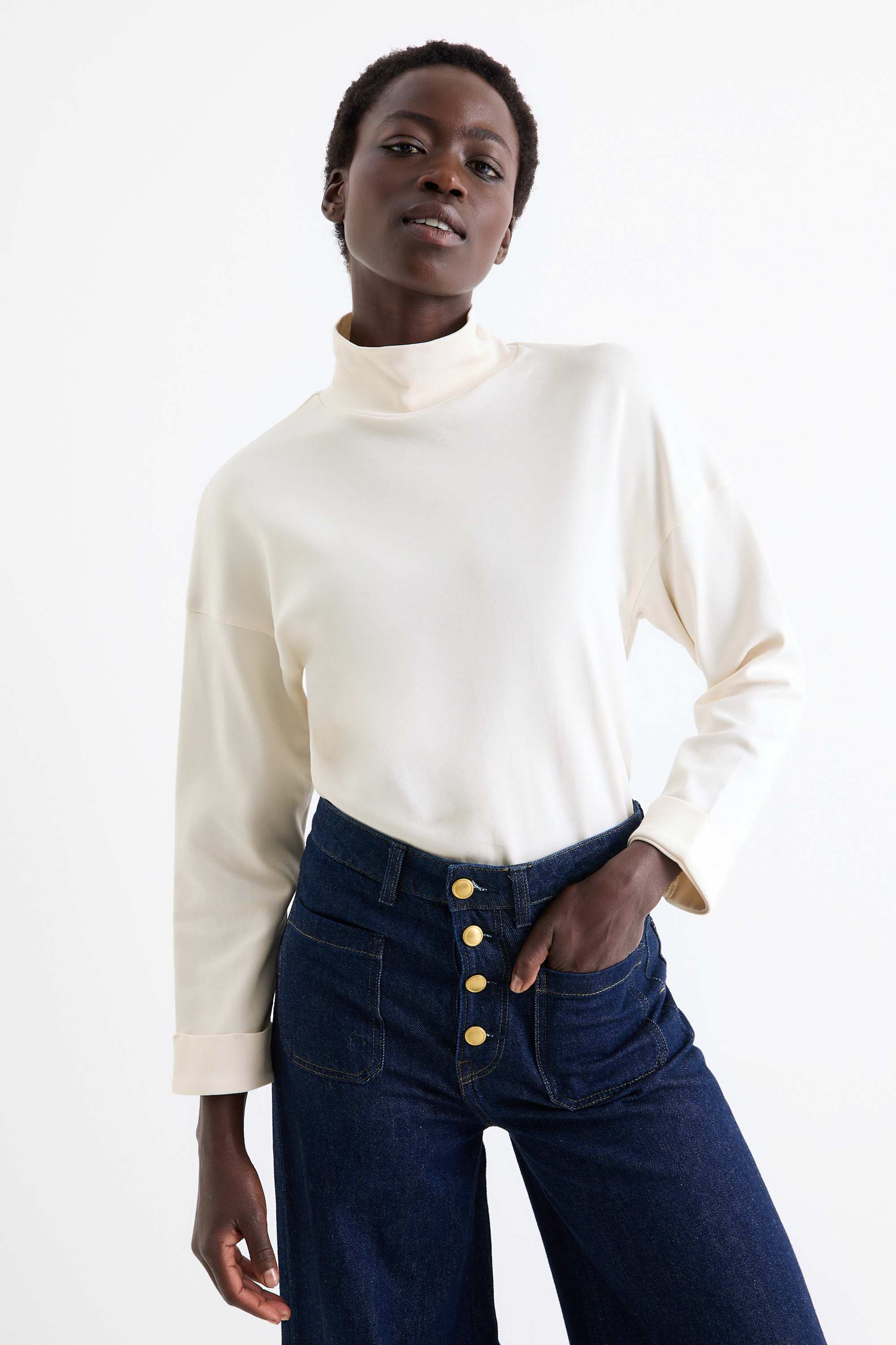 Turtleneck top cremewhite