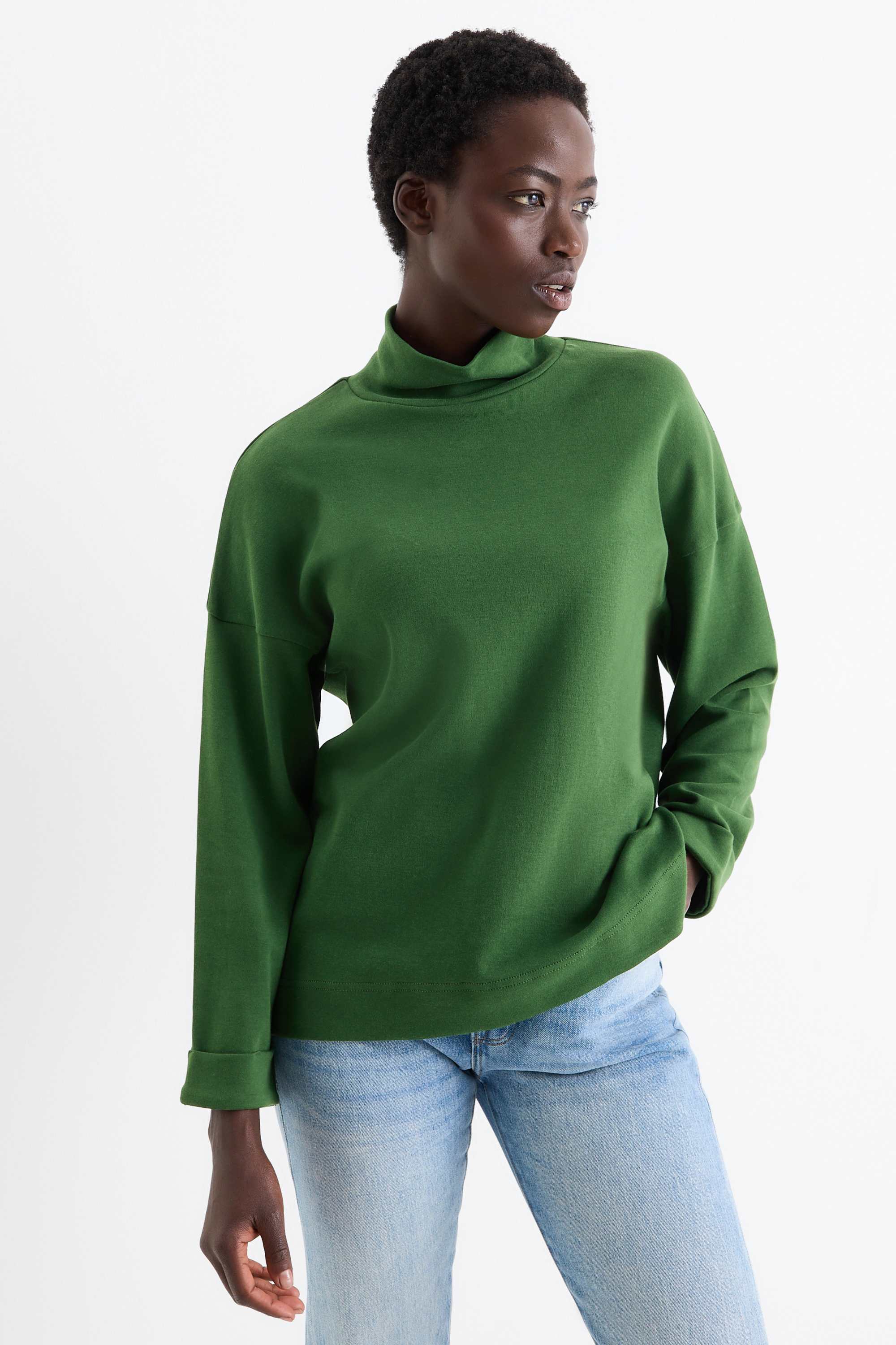 Turtleneck top dark green