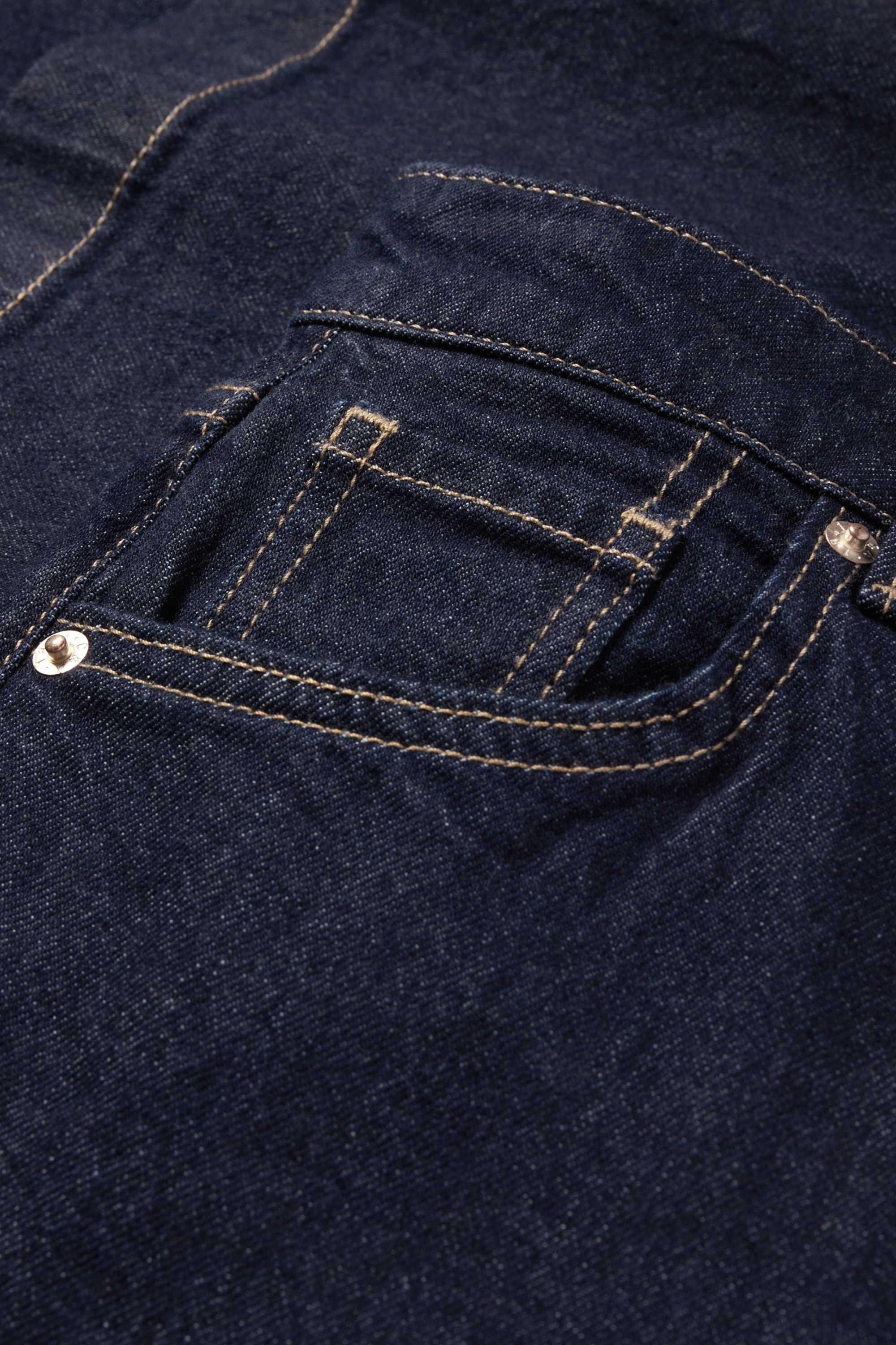 Cropped wide leg jeans - mid-rise waist denim-dark blue (1)