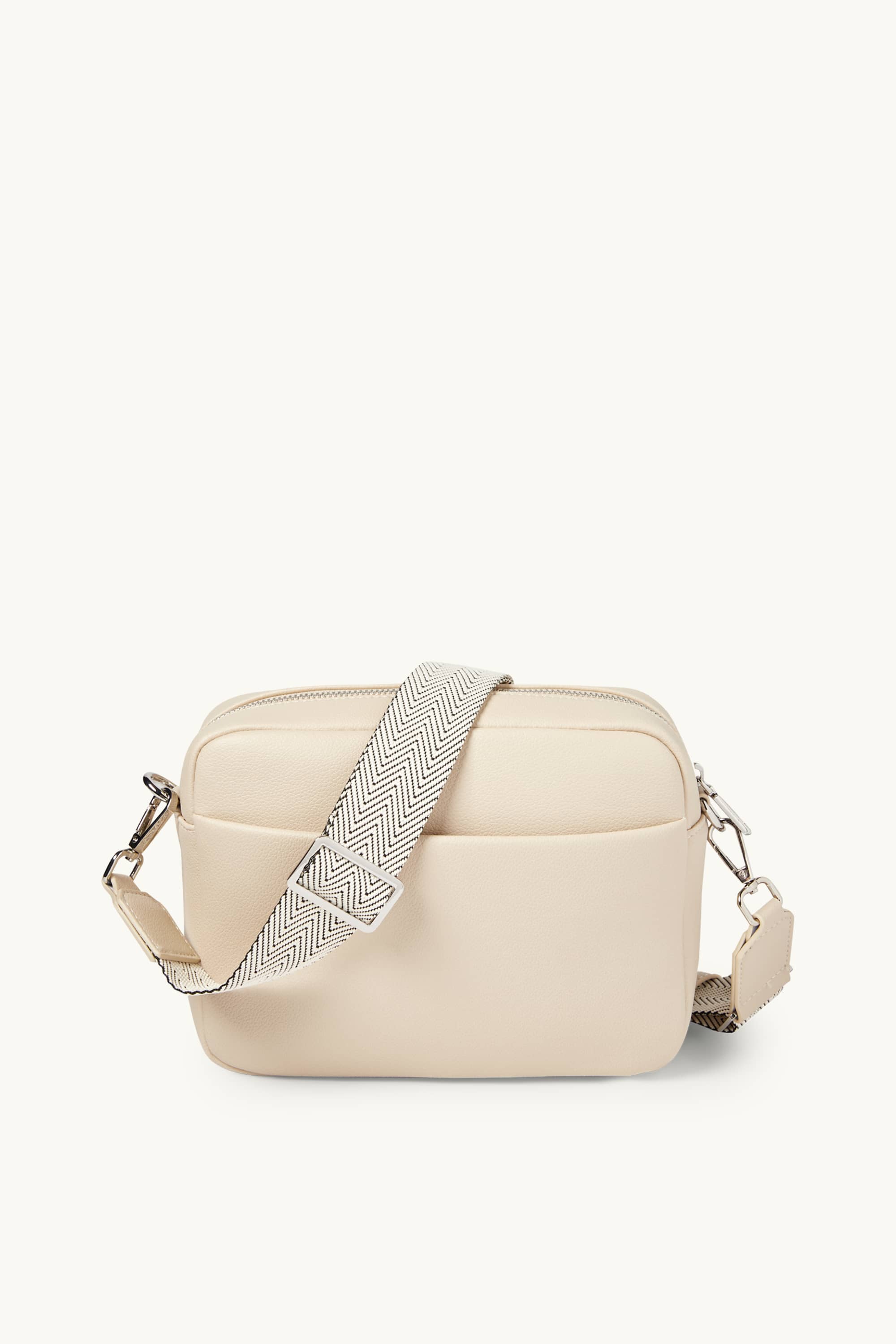 Crossbody bag with detachable bag strap - faux leather beige
