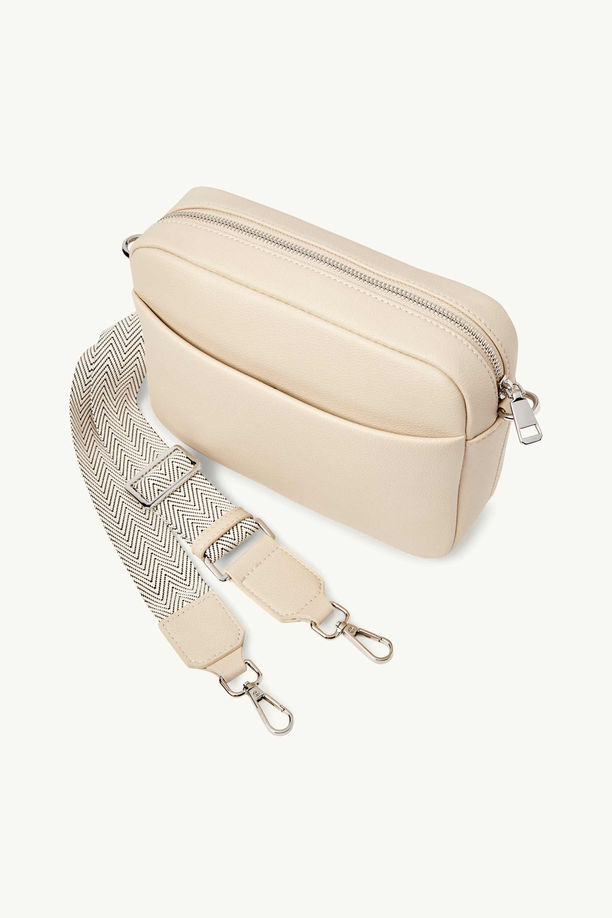 Crossbody bag with detachable bag strap - faux leather beige