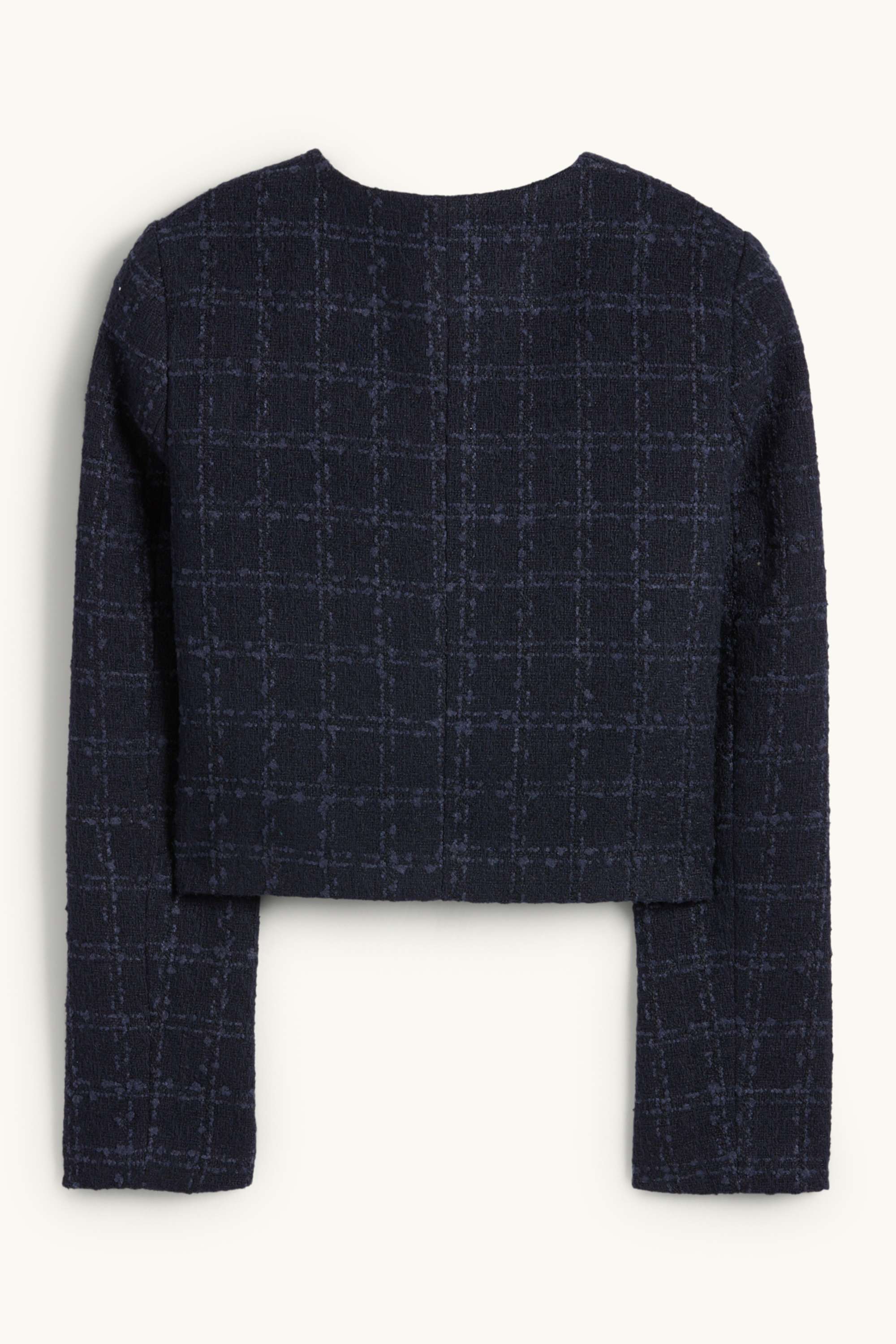 Cropped bouclé blazer - regular fit - check dark blue