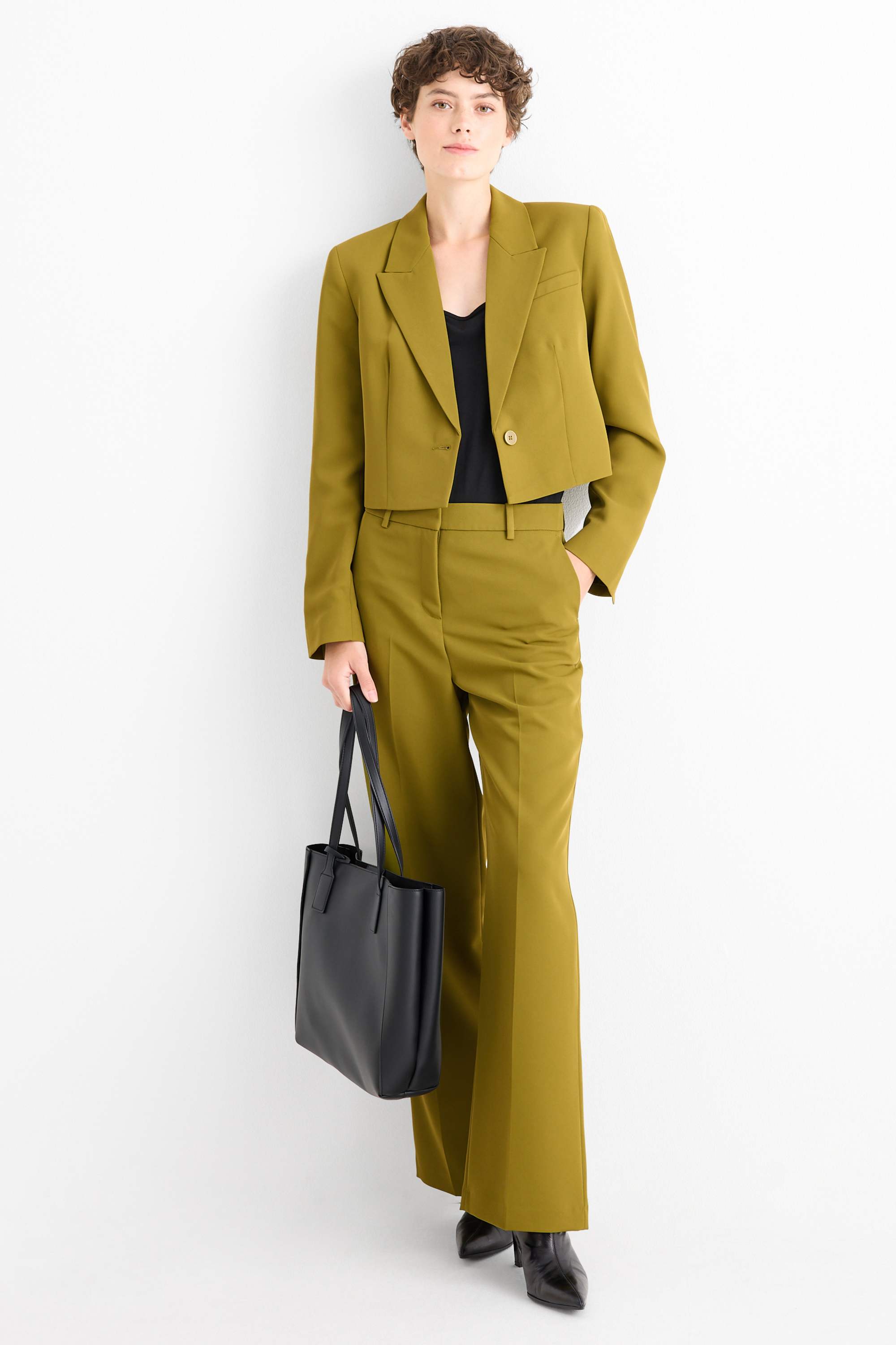 Cropped blazer- regular fit green