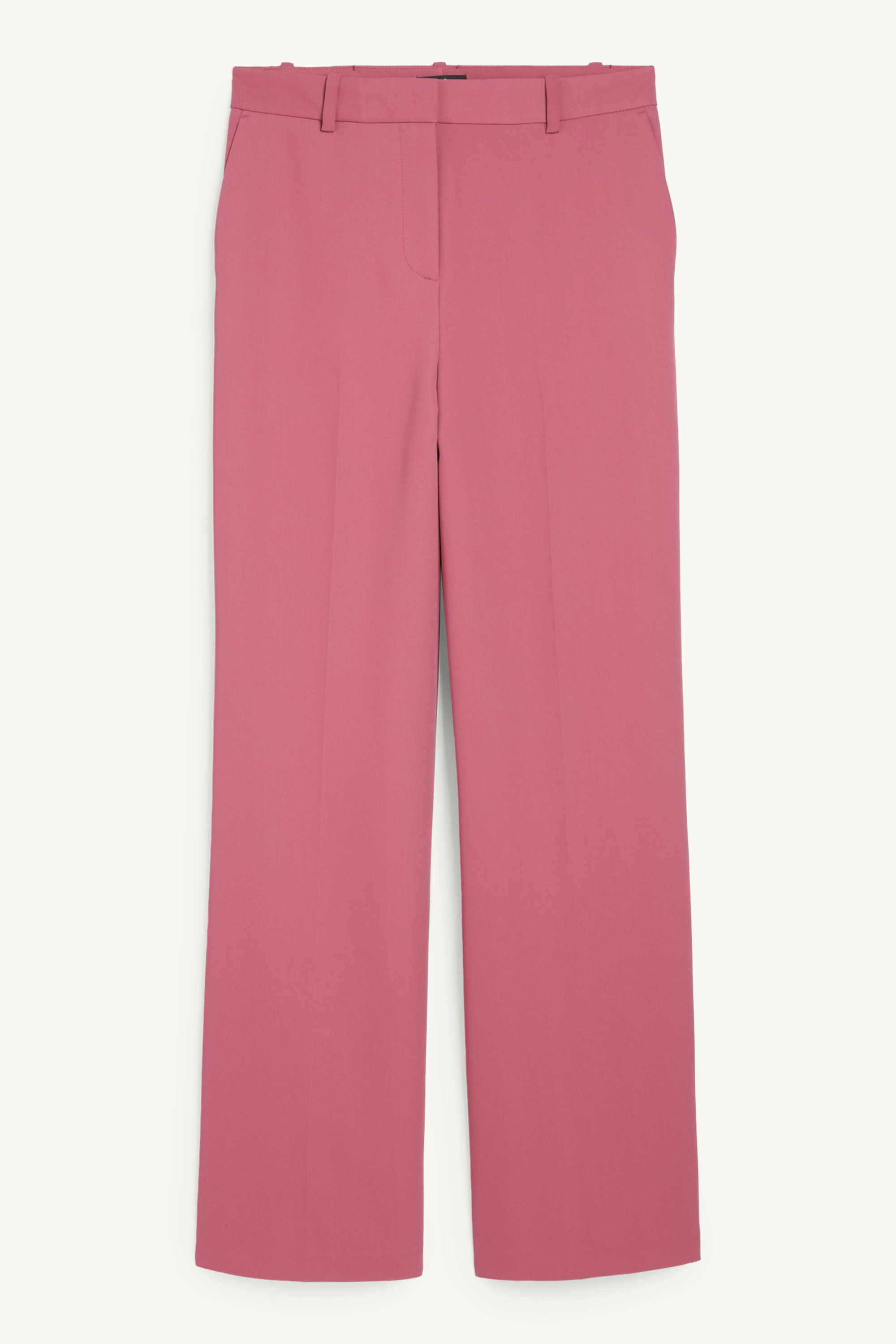 Business trousers - mid-rise waist - wide leg dark rose