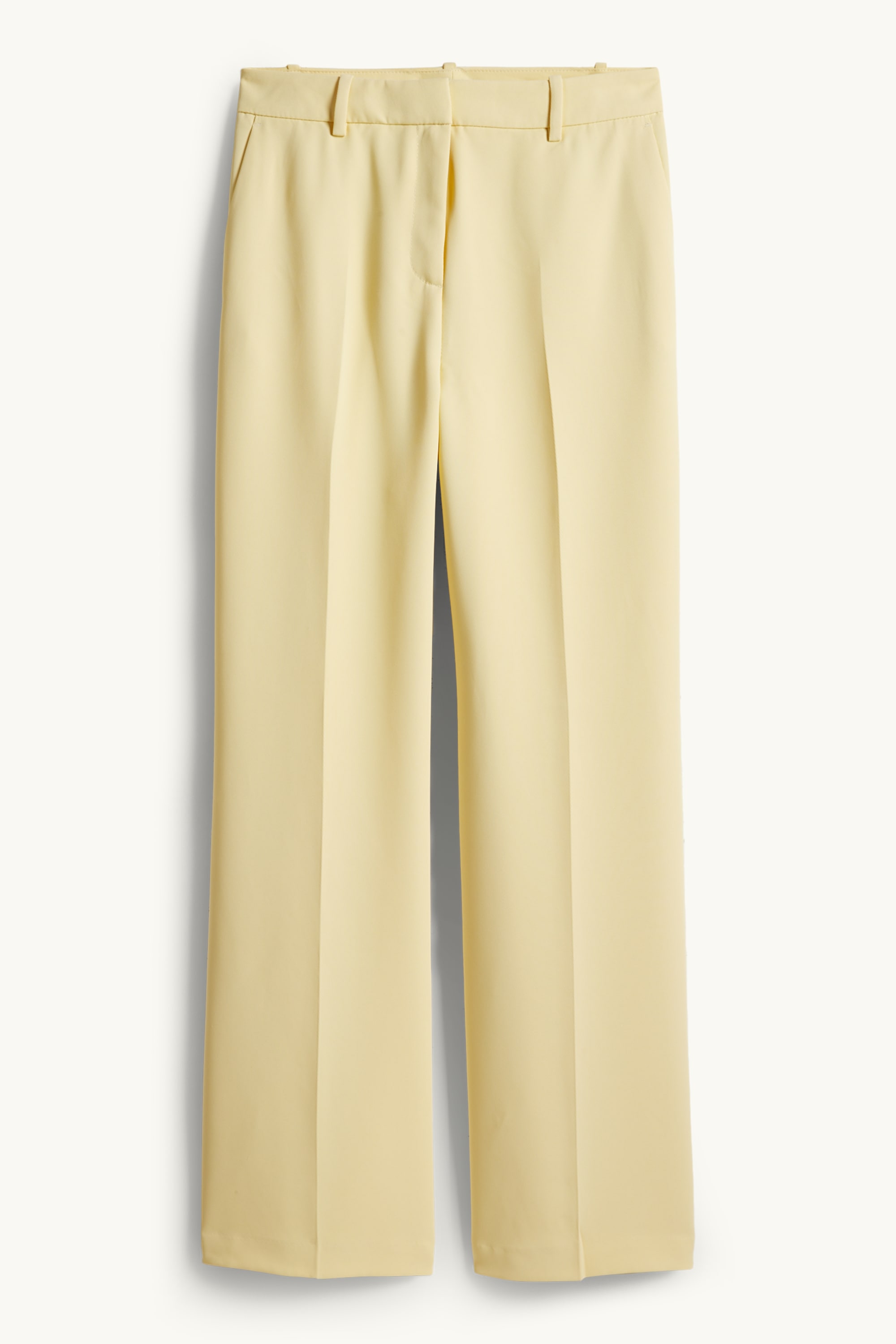 Business trousers - mid-rise waist - wide leg light yellow