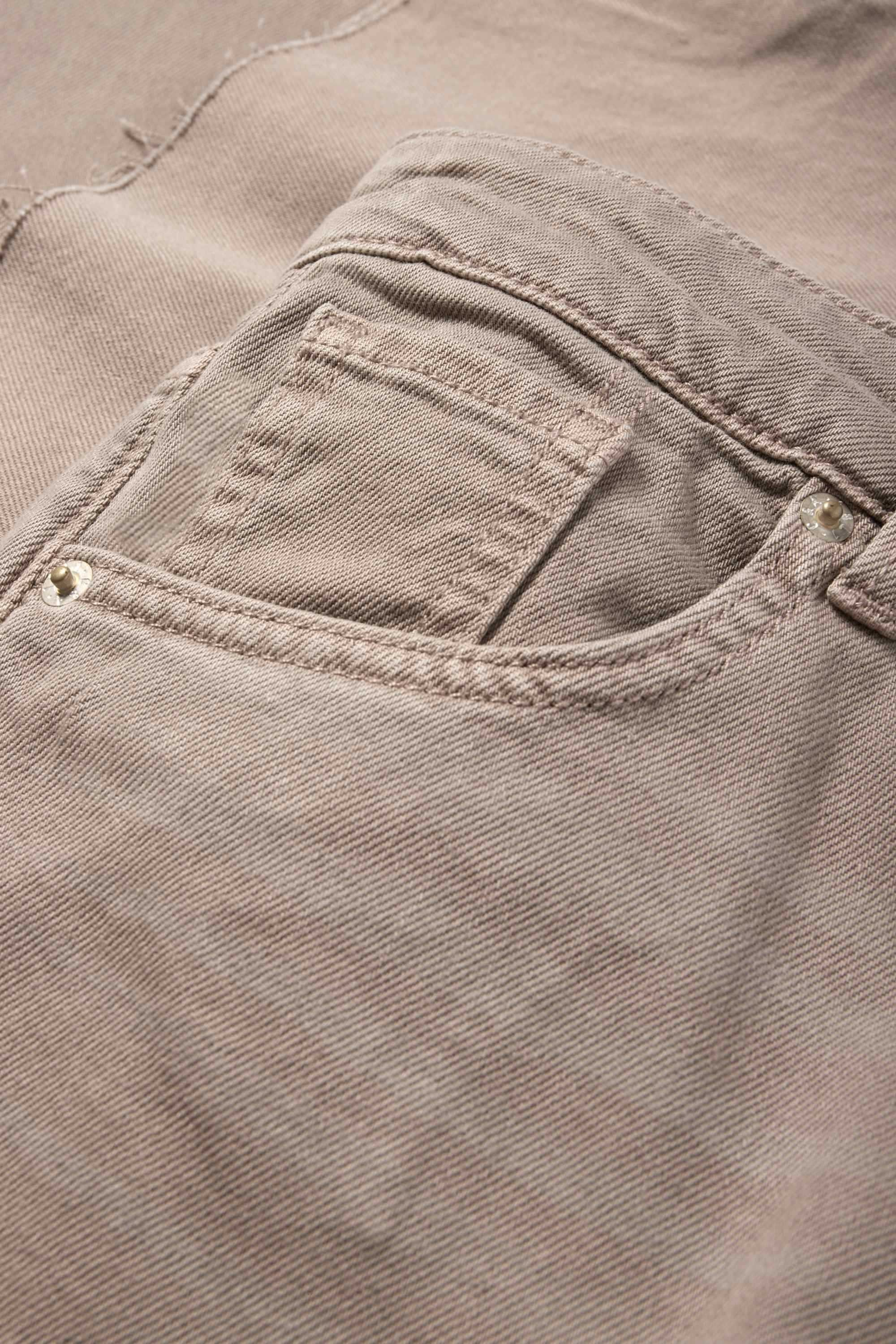Cropped wide leg jeans - mid-rise waist denim-gray