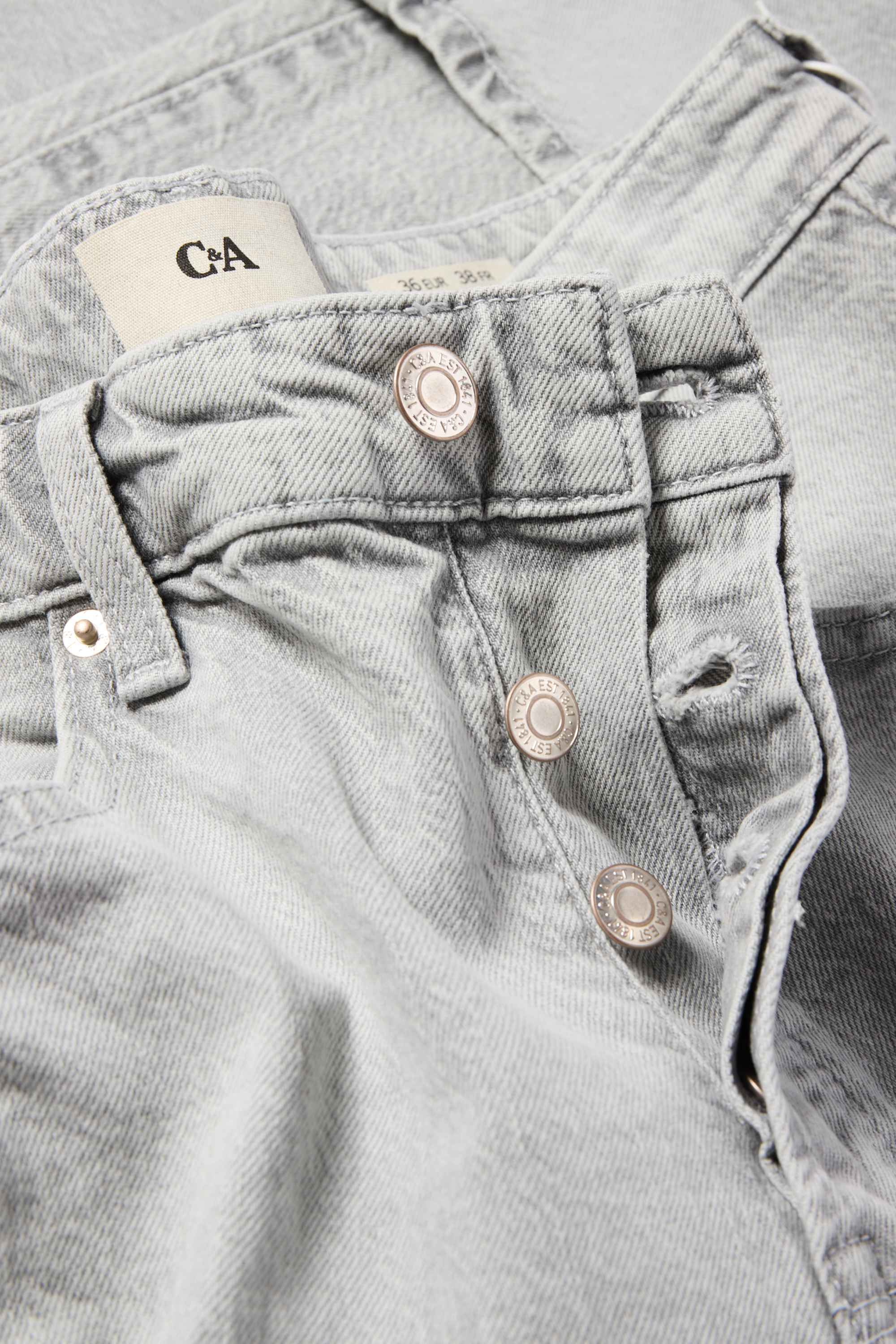 Boyfriend jeans - mid-rise waist - LYCRA® denim-gray