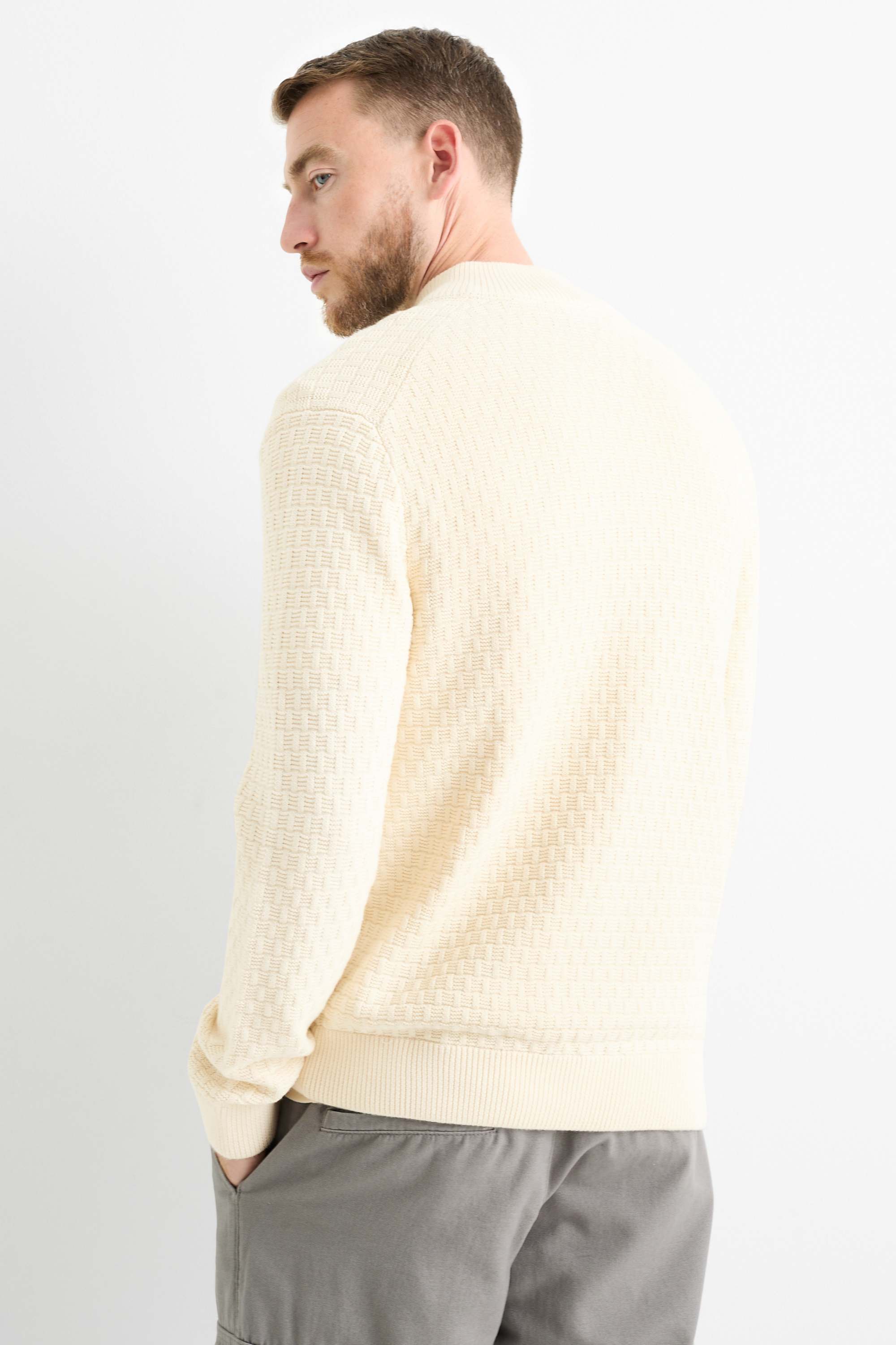 Cardigan - textured cremewhite