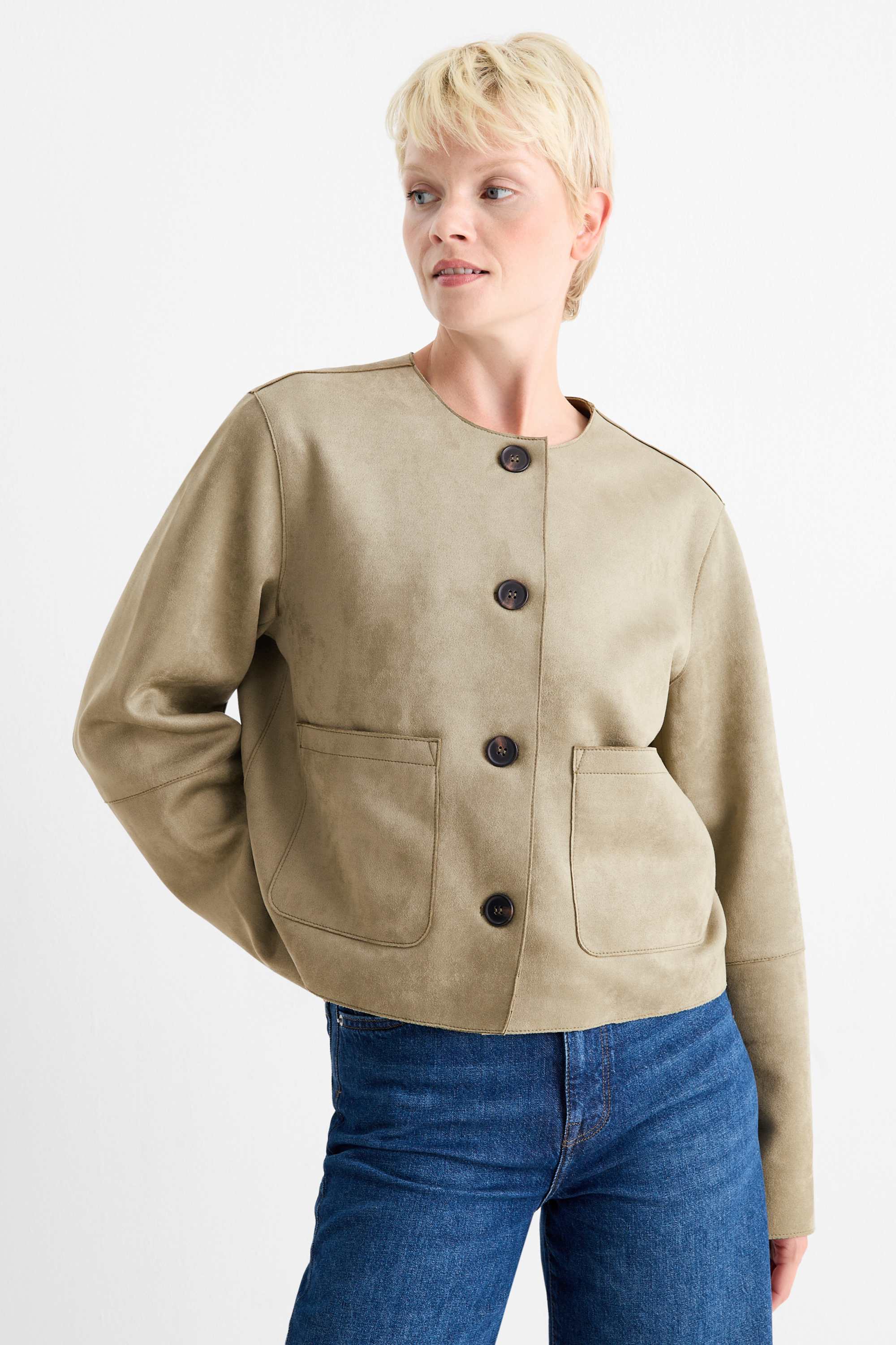 Jacket - faux suede khaki