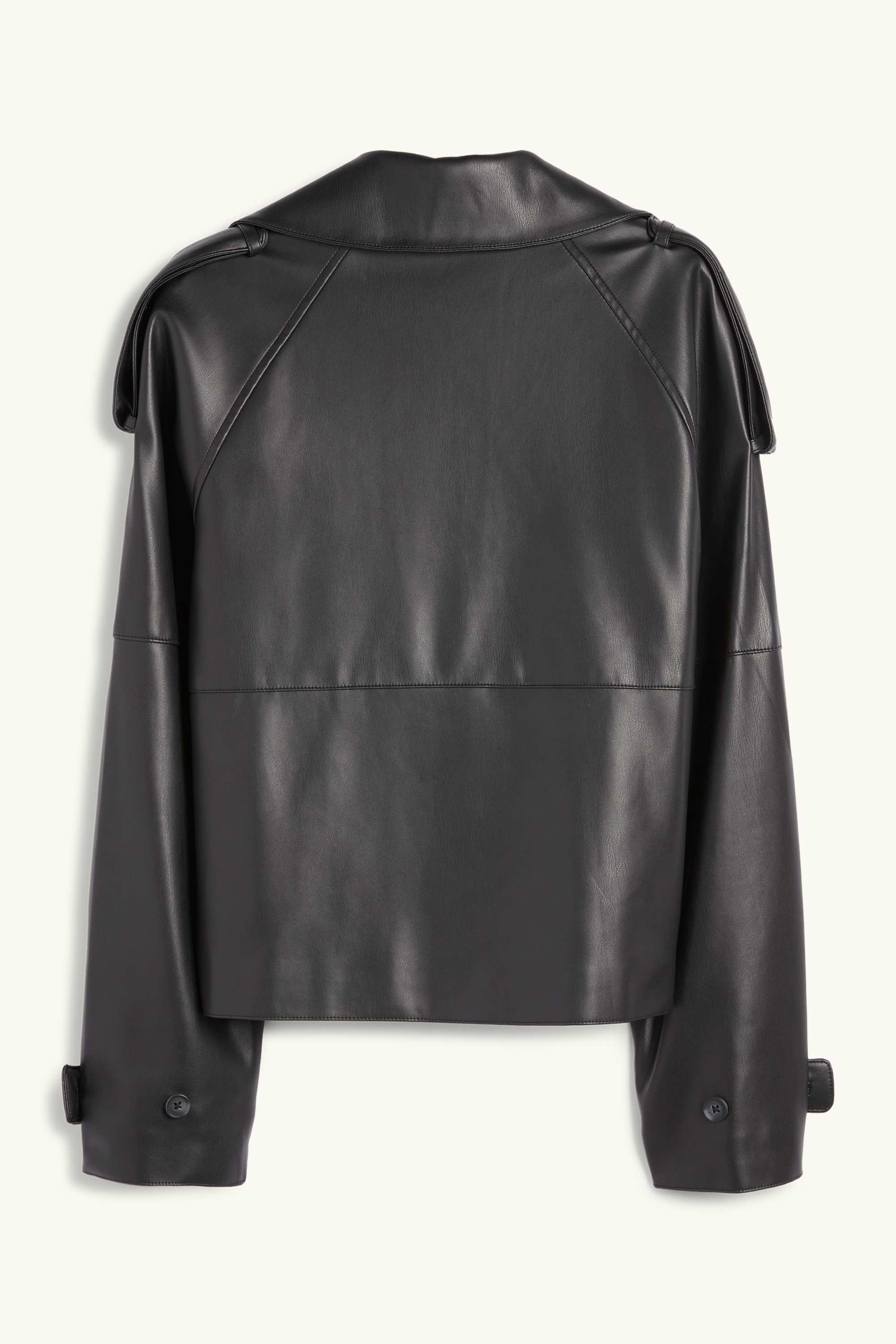 Cropped trench coat - faux leather black