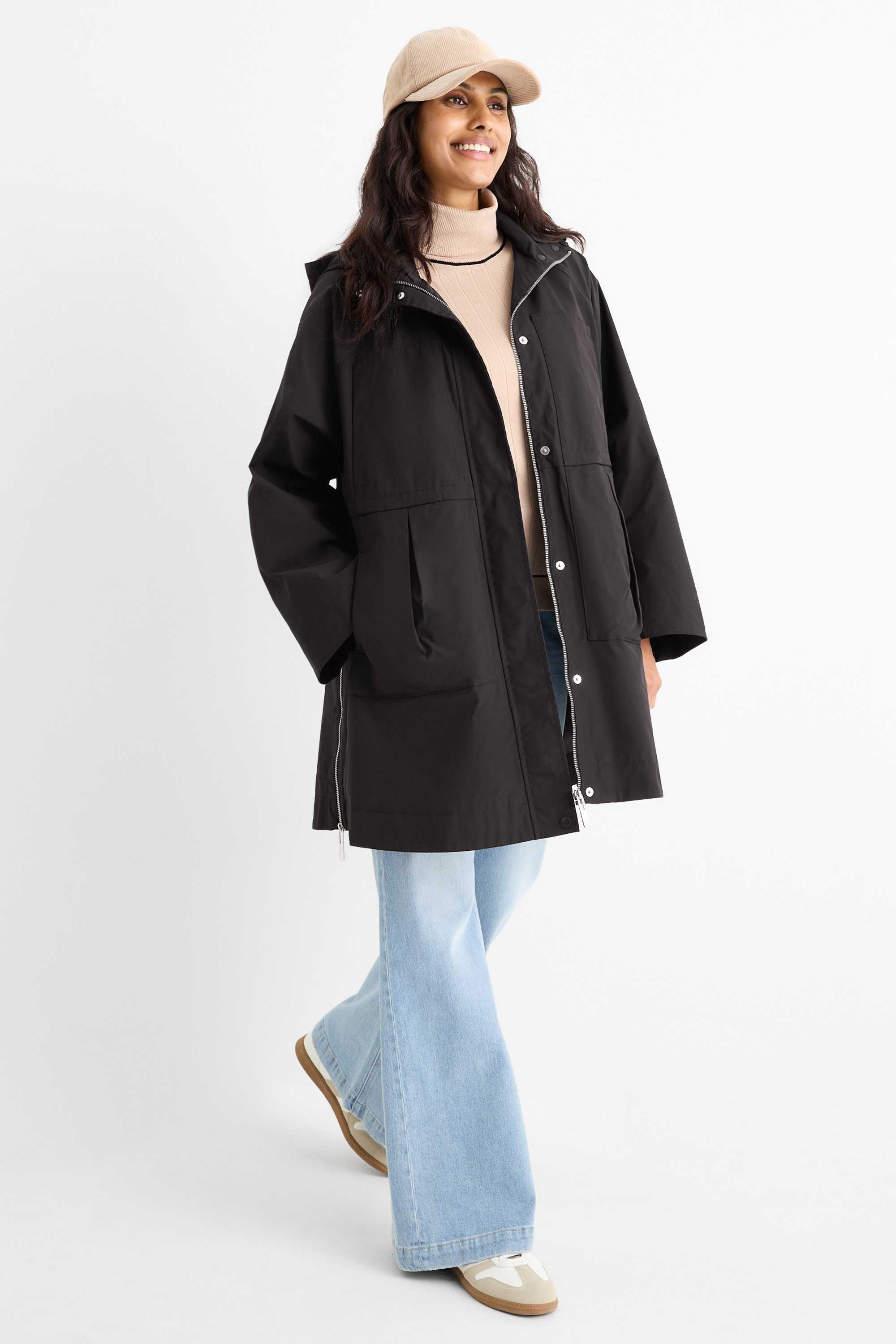 Parka with hood black