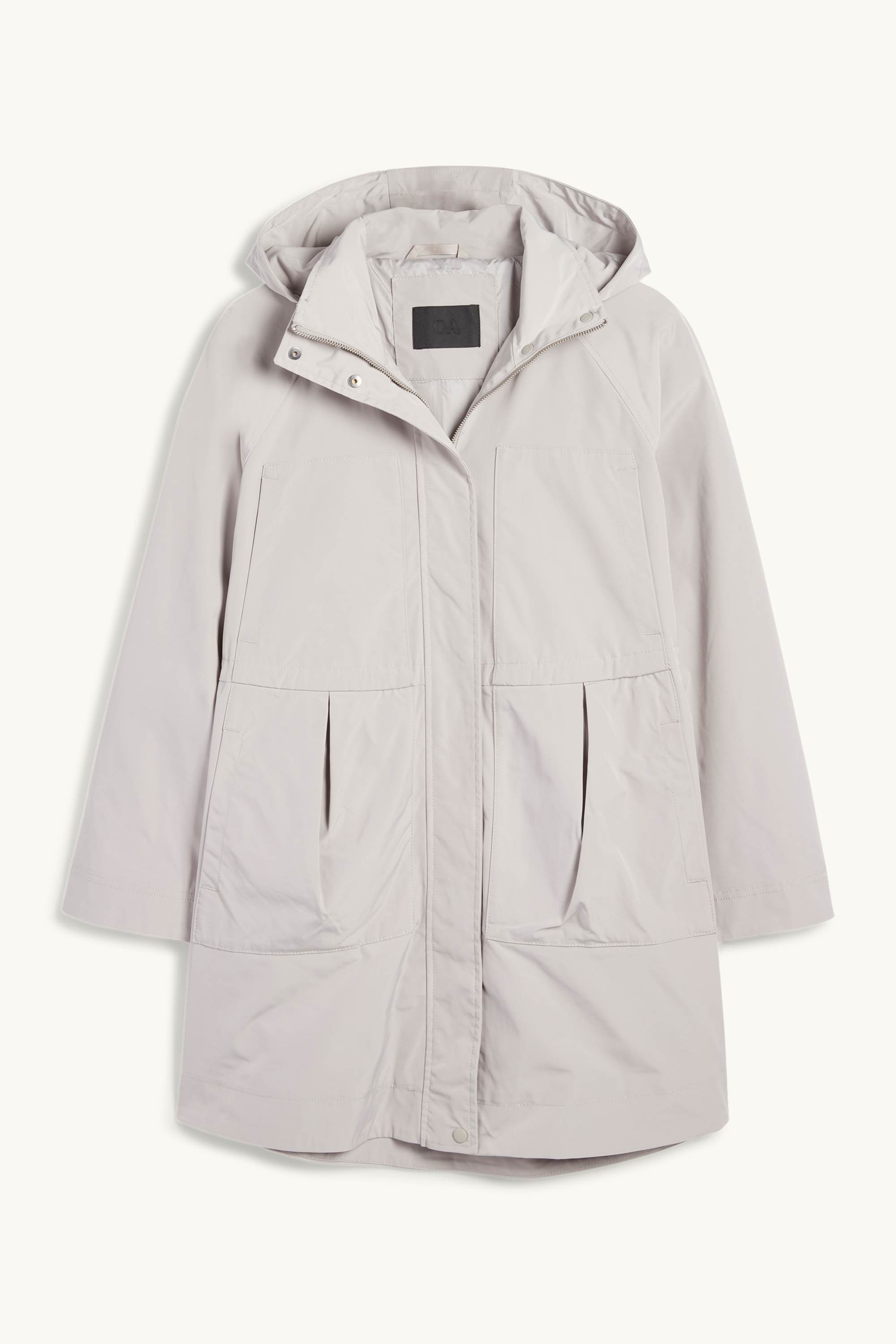 Parka with hood light gray