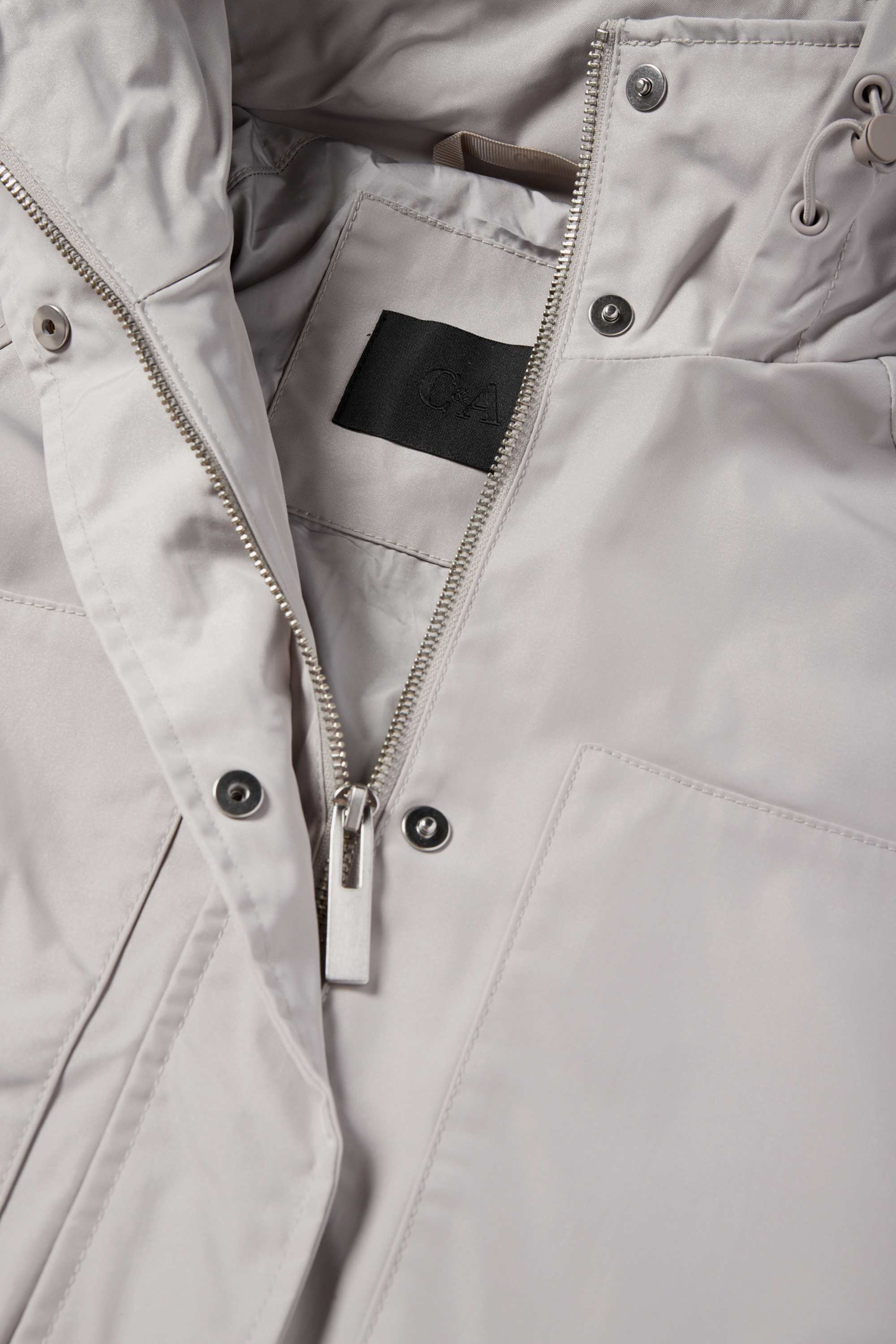 Parka with hood light gray