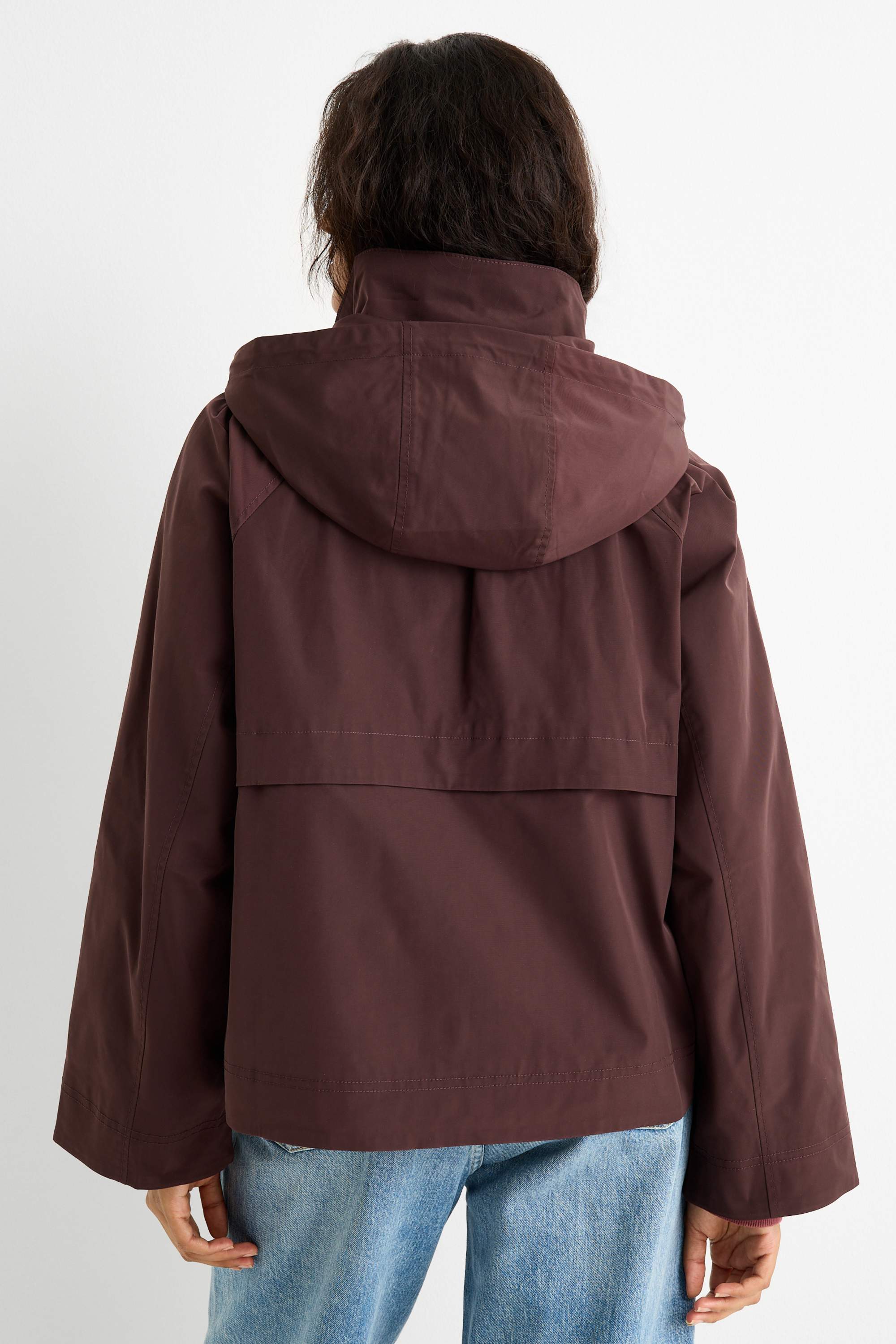 Jacket with hood dark red