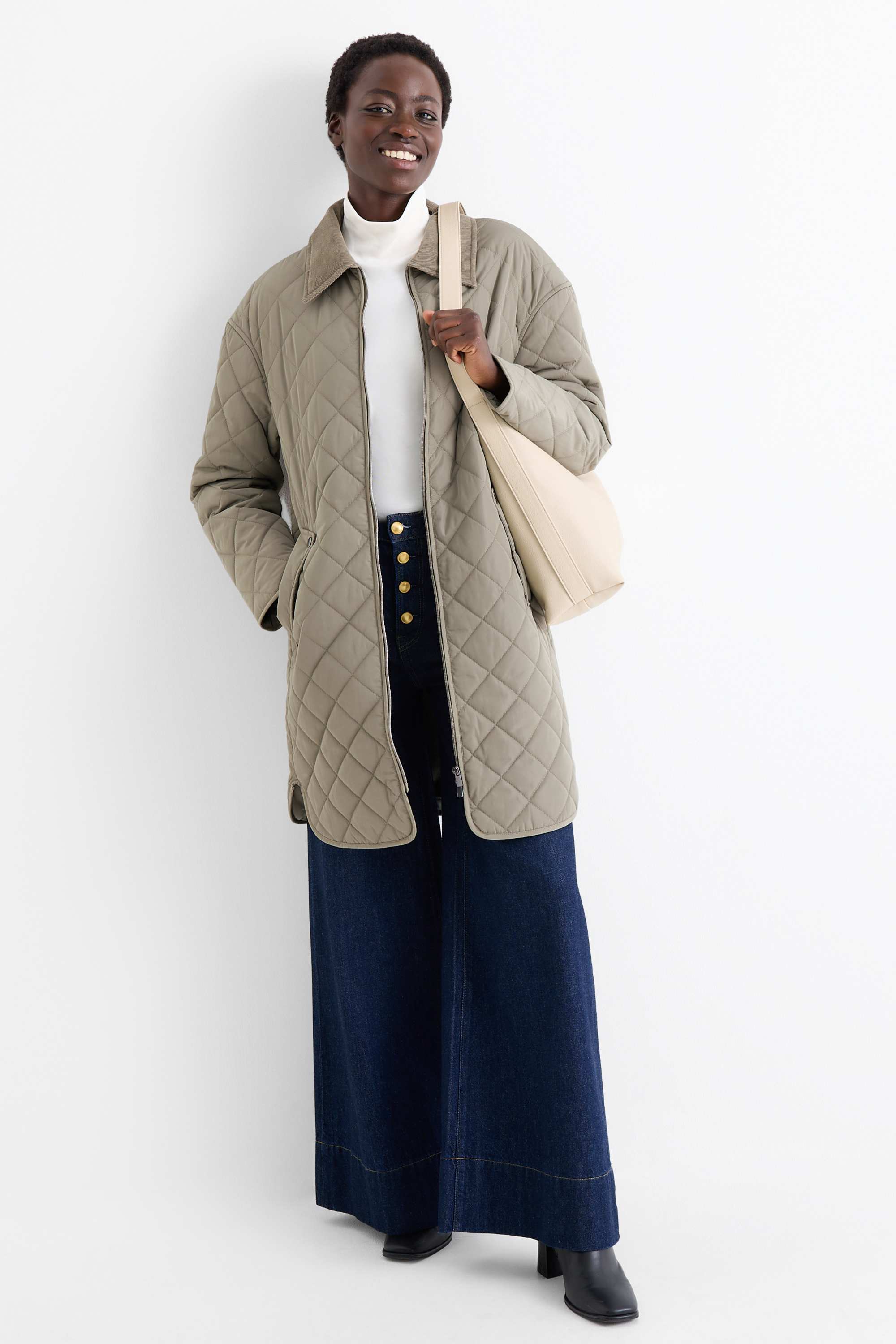 Quilted coat khaki