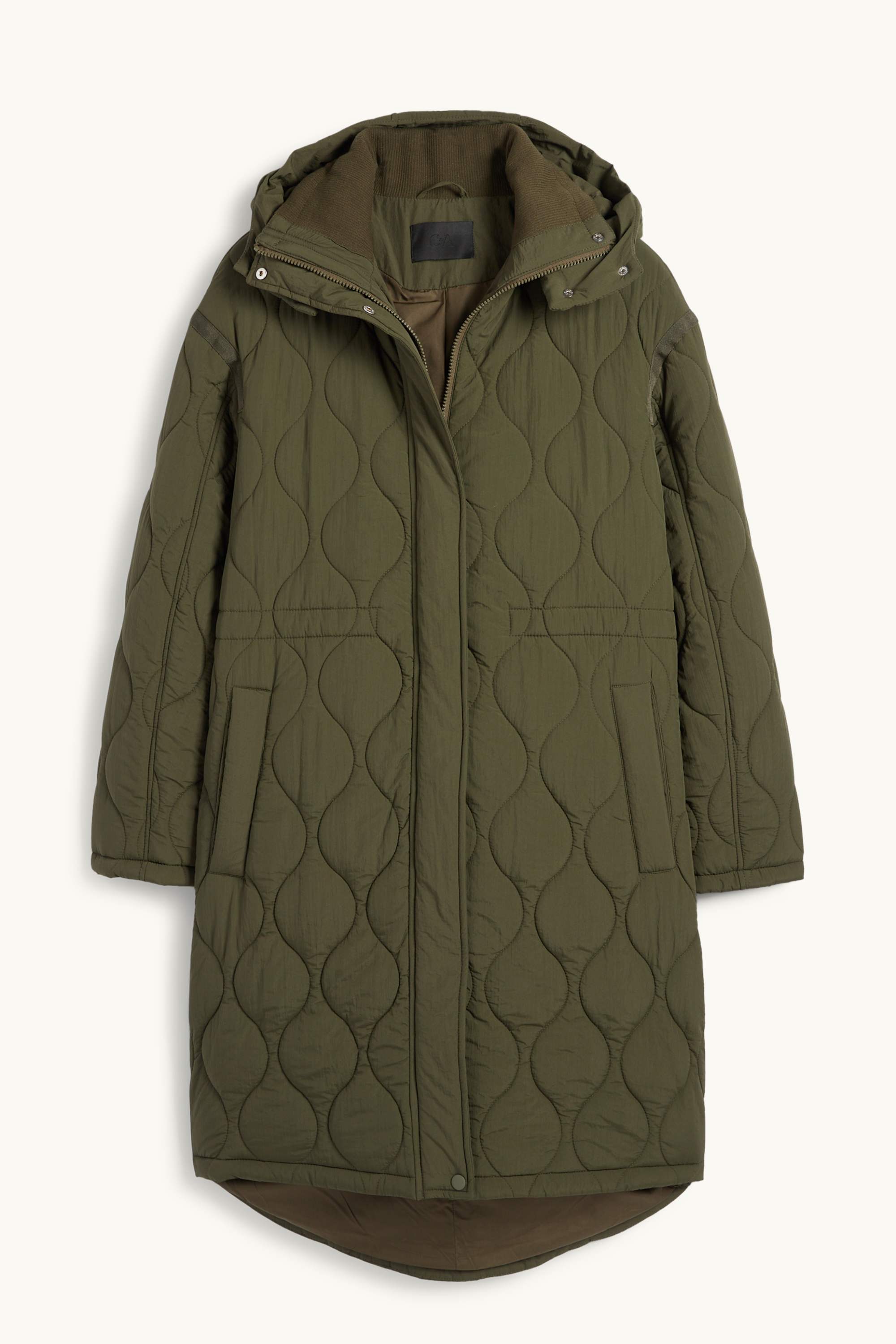 Quilted coat with hood green