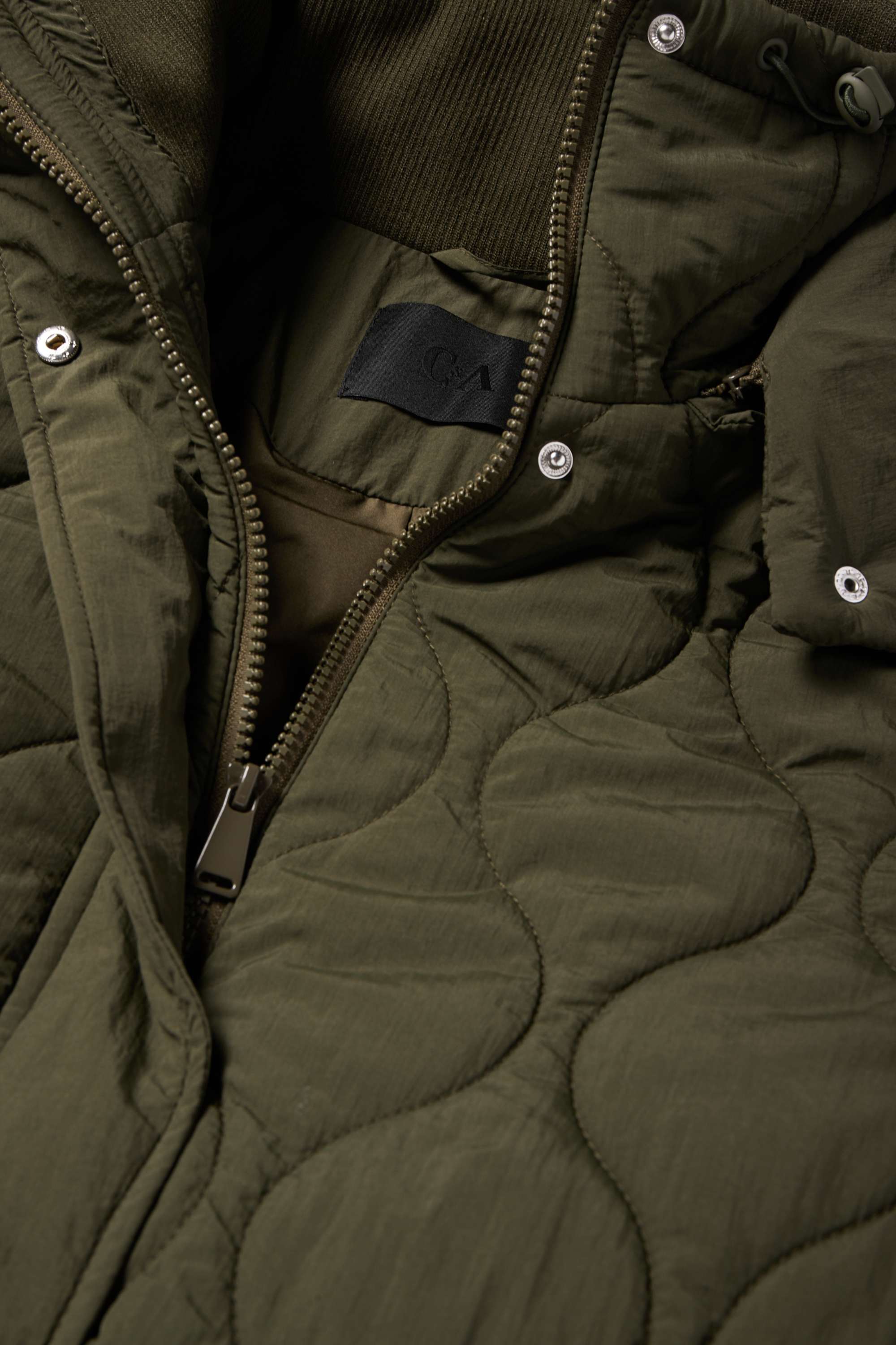 Quilted coat with hood green