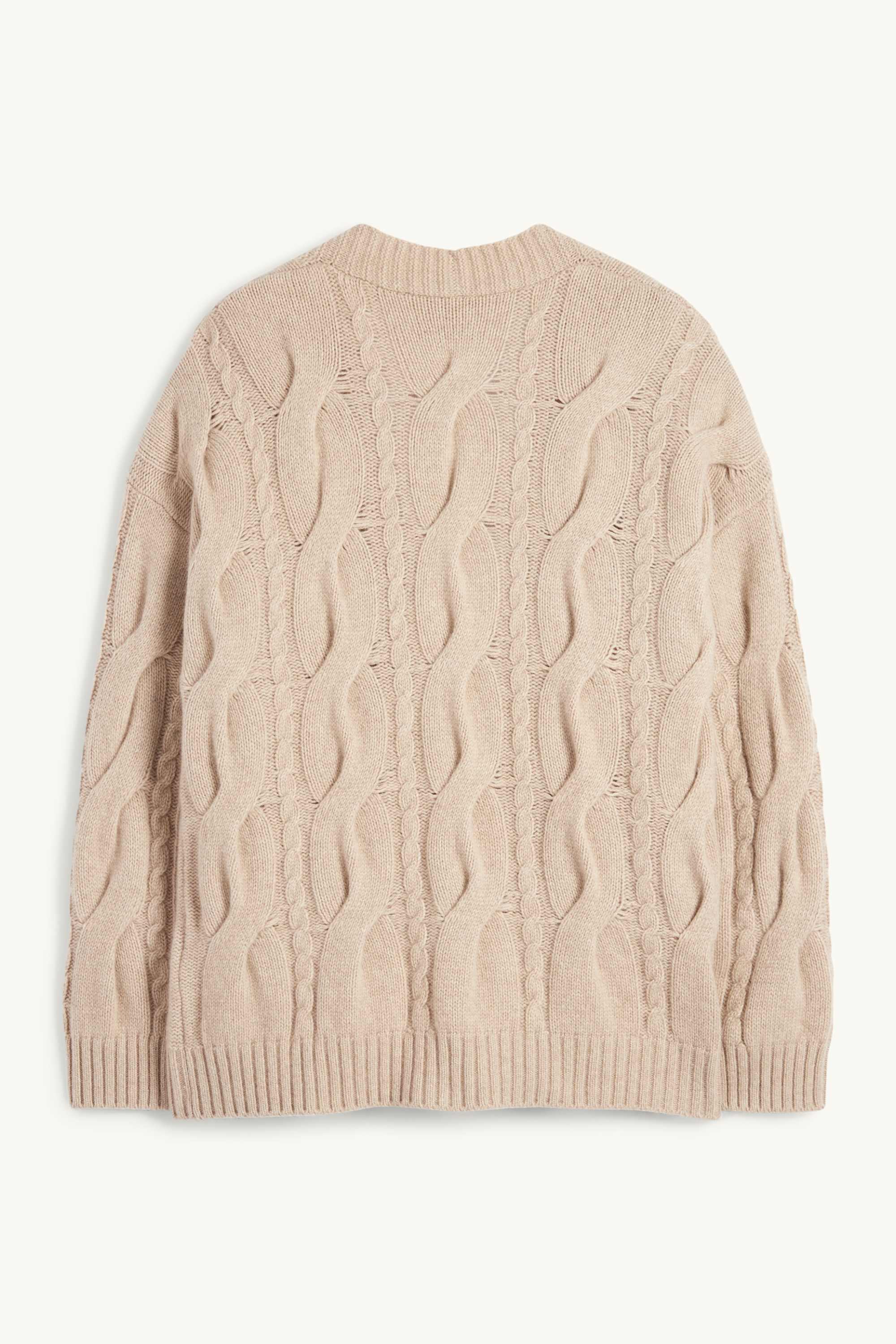 Cashmere cardigan - cable knit pattern beige