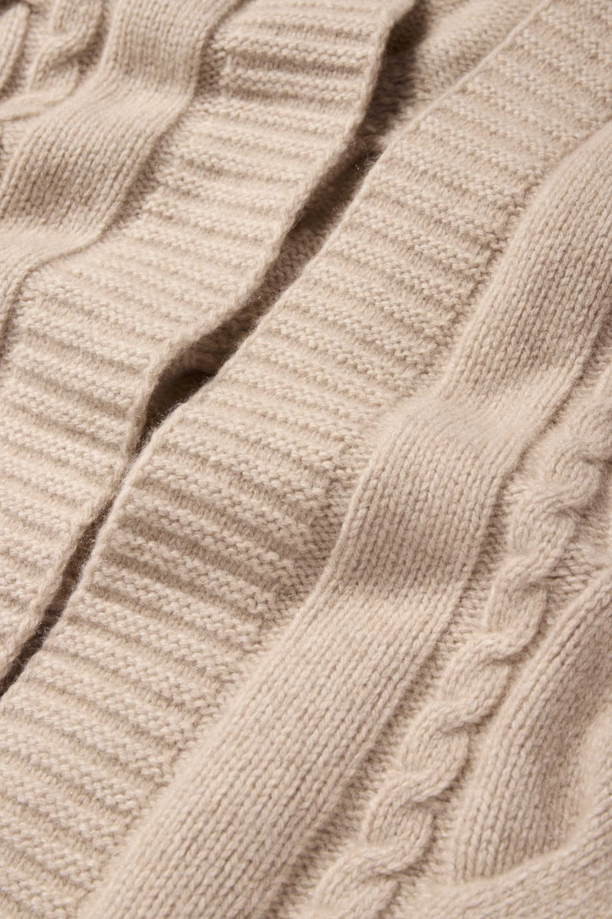 Cashmere cardigan - cable knit pattern beige