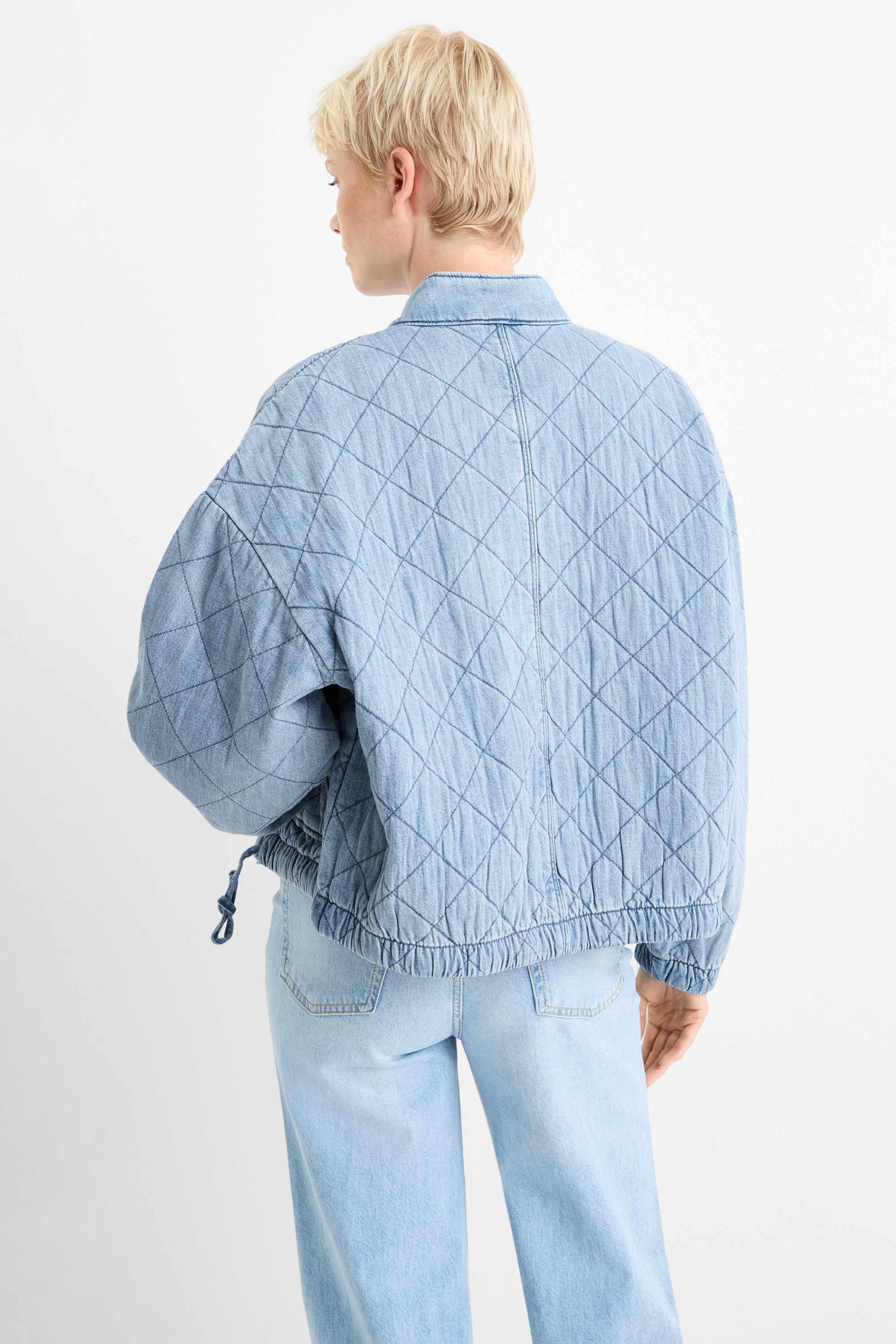 Quilted denim jacket denim-light blue