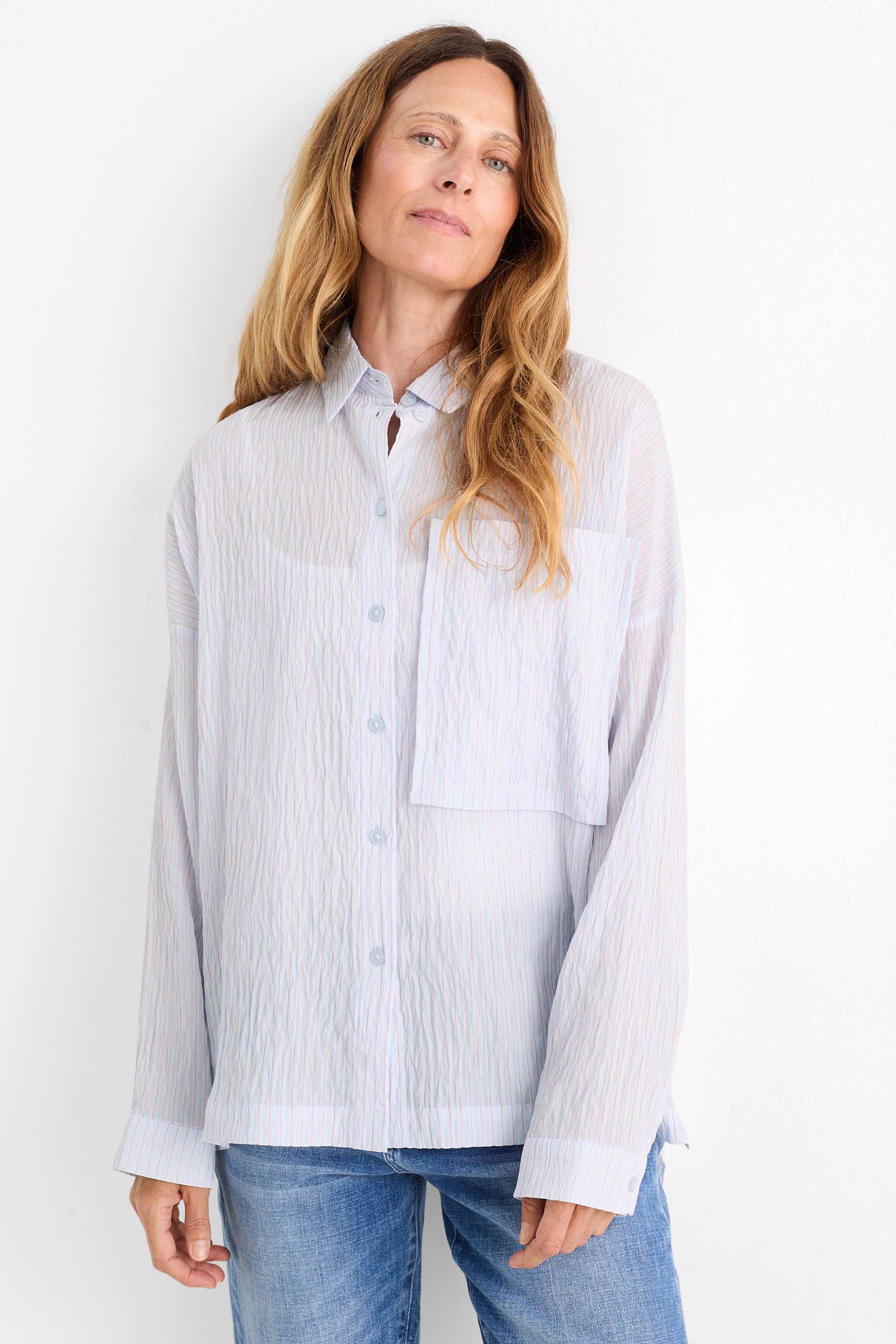Blouse - striped light blue