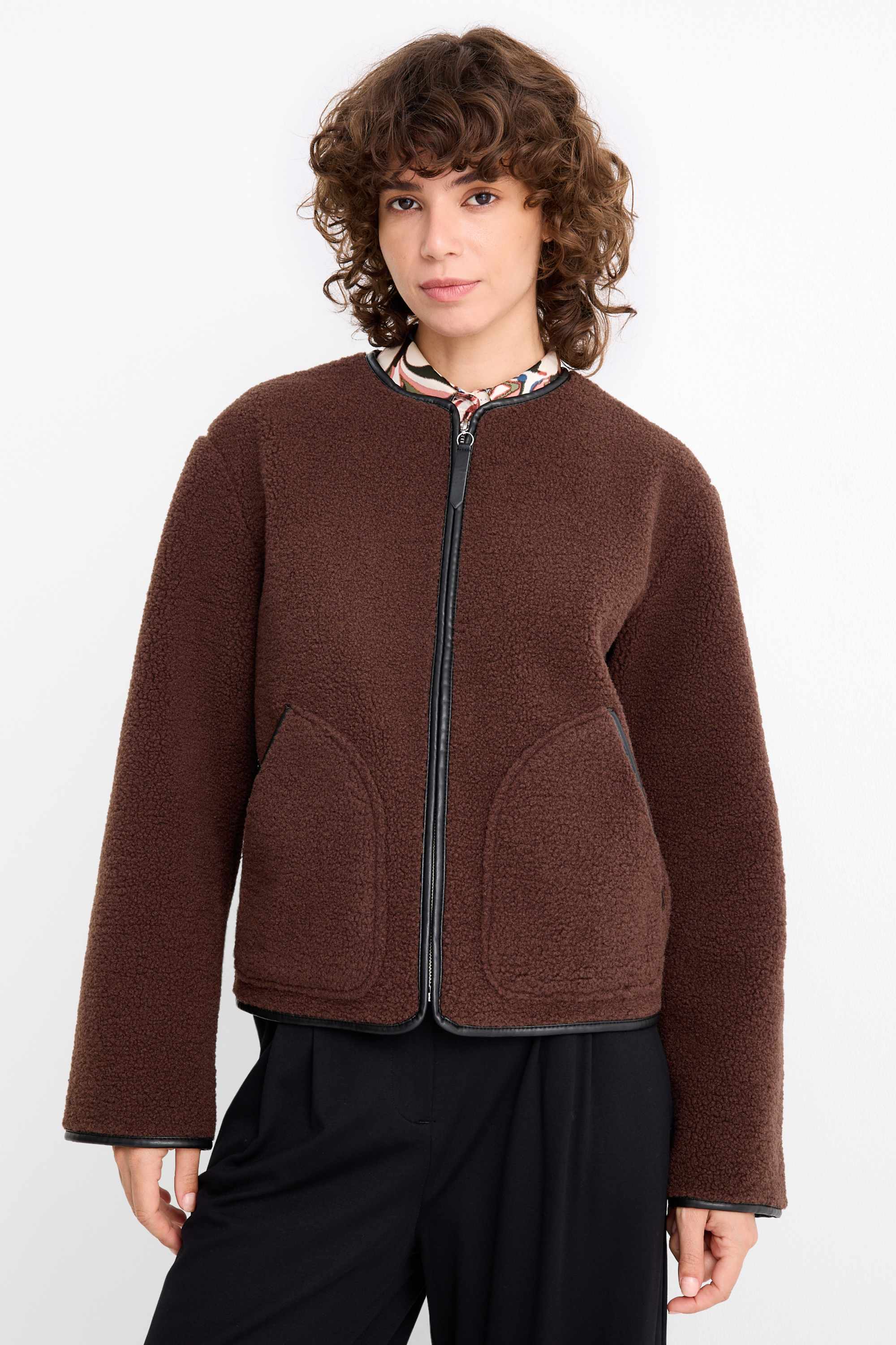 Teddy fur jacket dark brown
