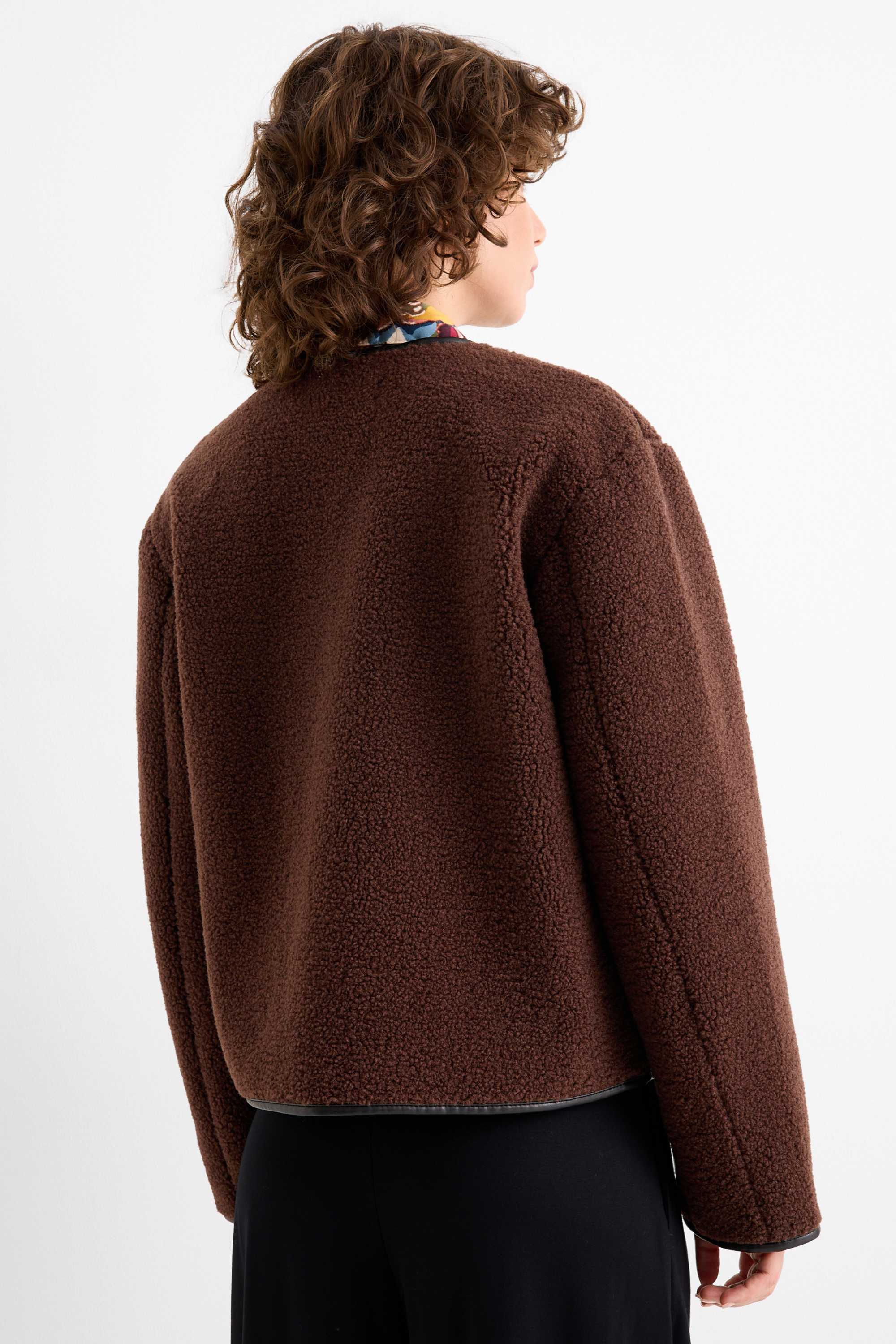 Teddy fur jacket dark brown
