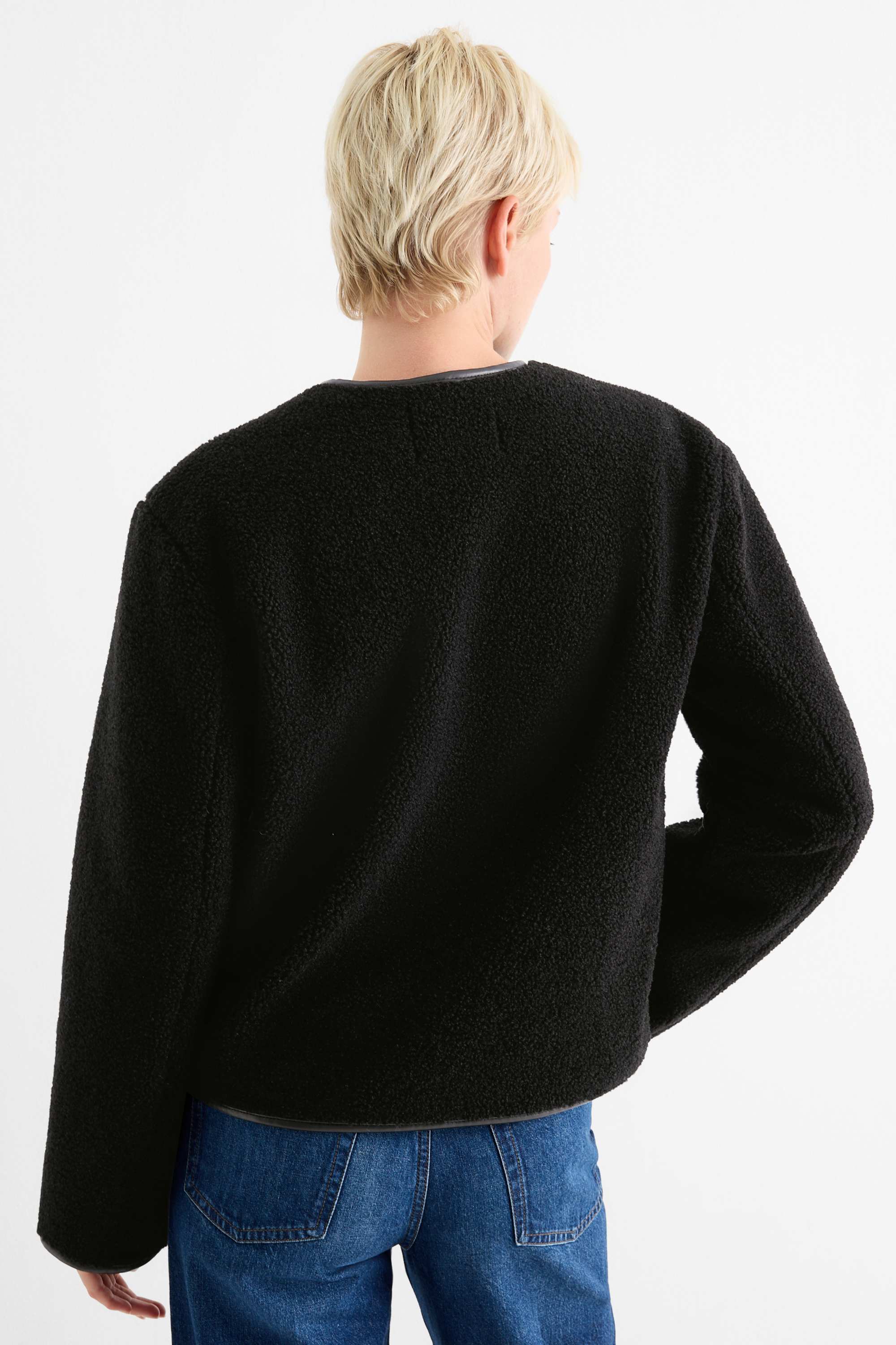 Teddy fur jacket black