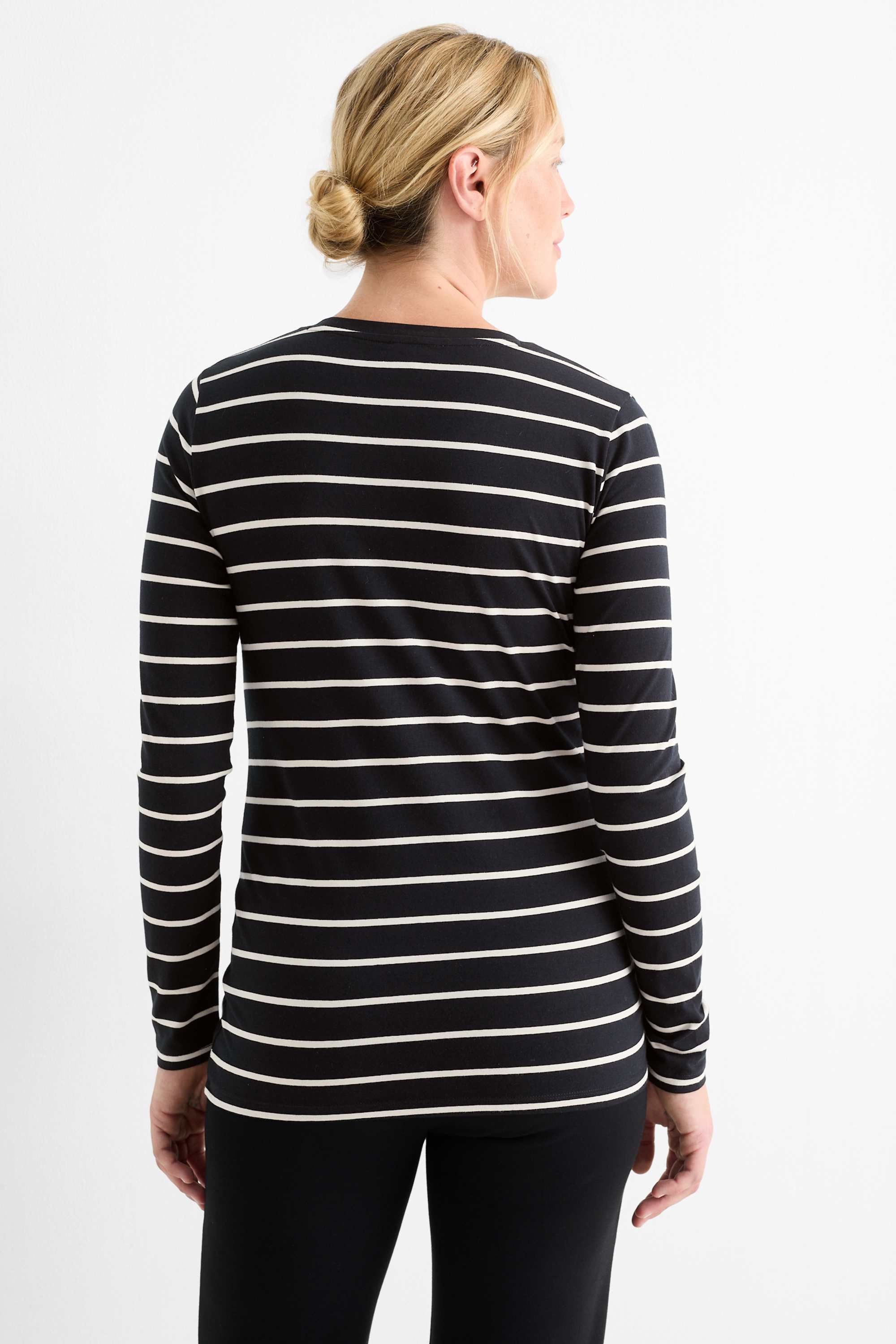 Maternity long sleeve top - striped black
