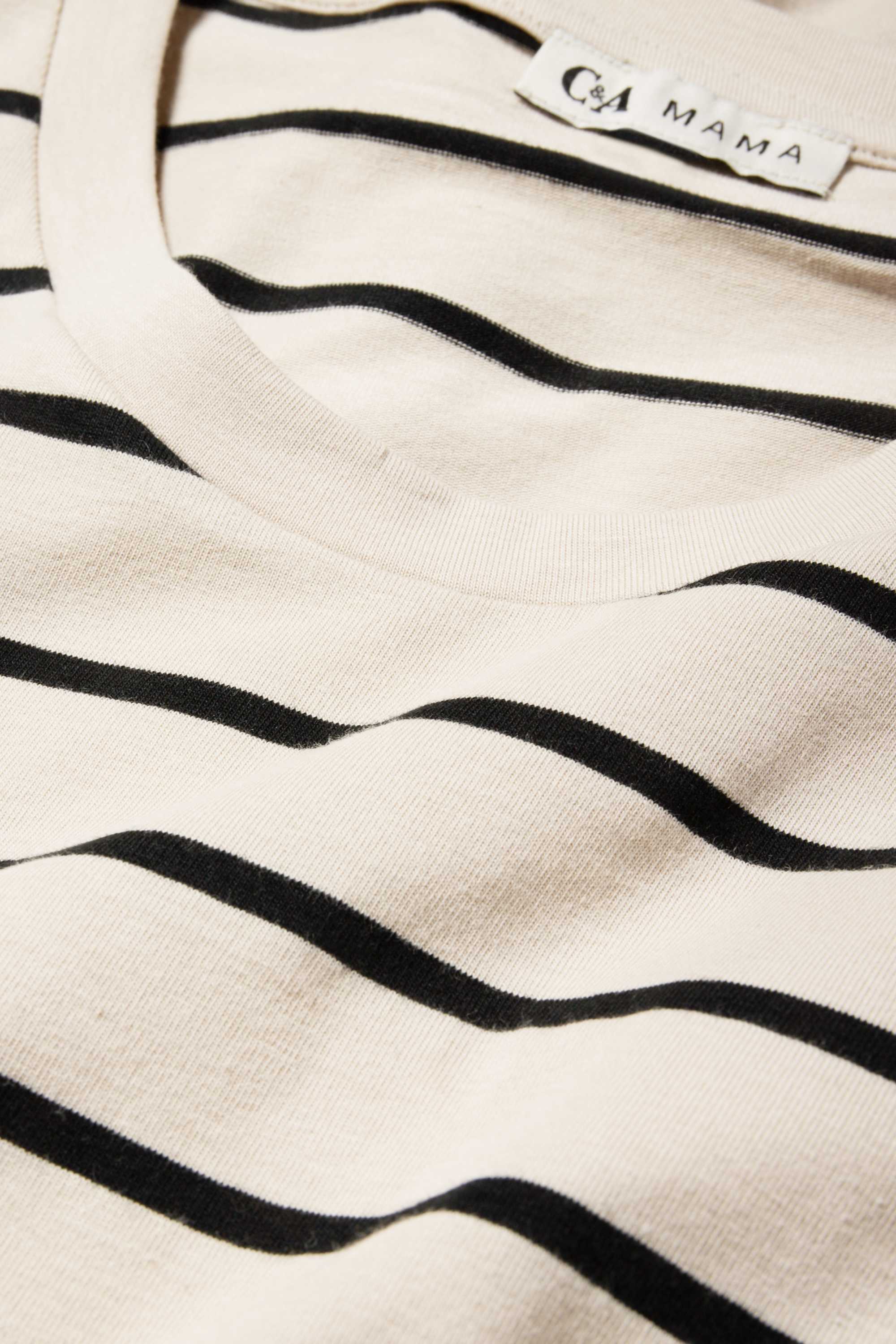 Maternity long sleeve top - striped light beige