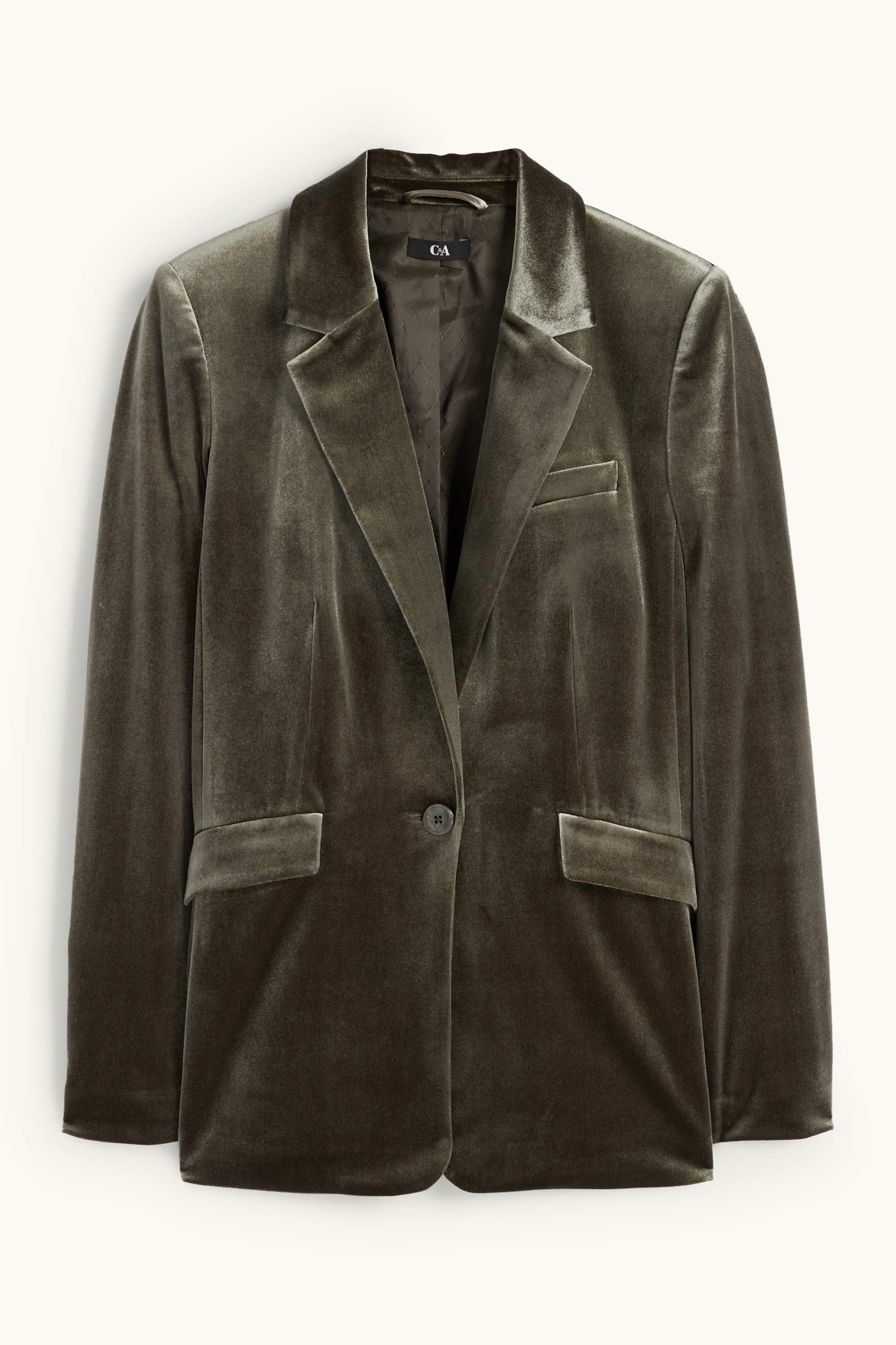 Long velvet blazer - regular fit green