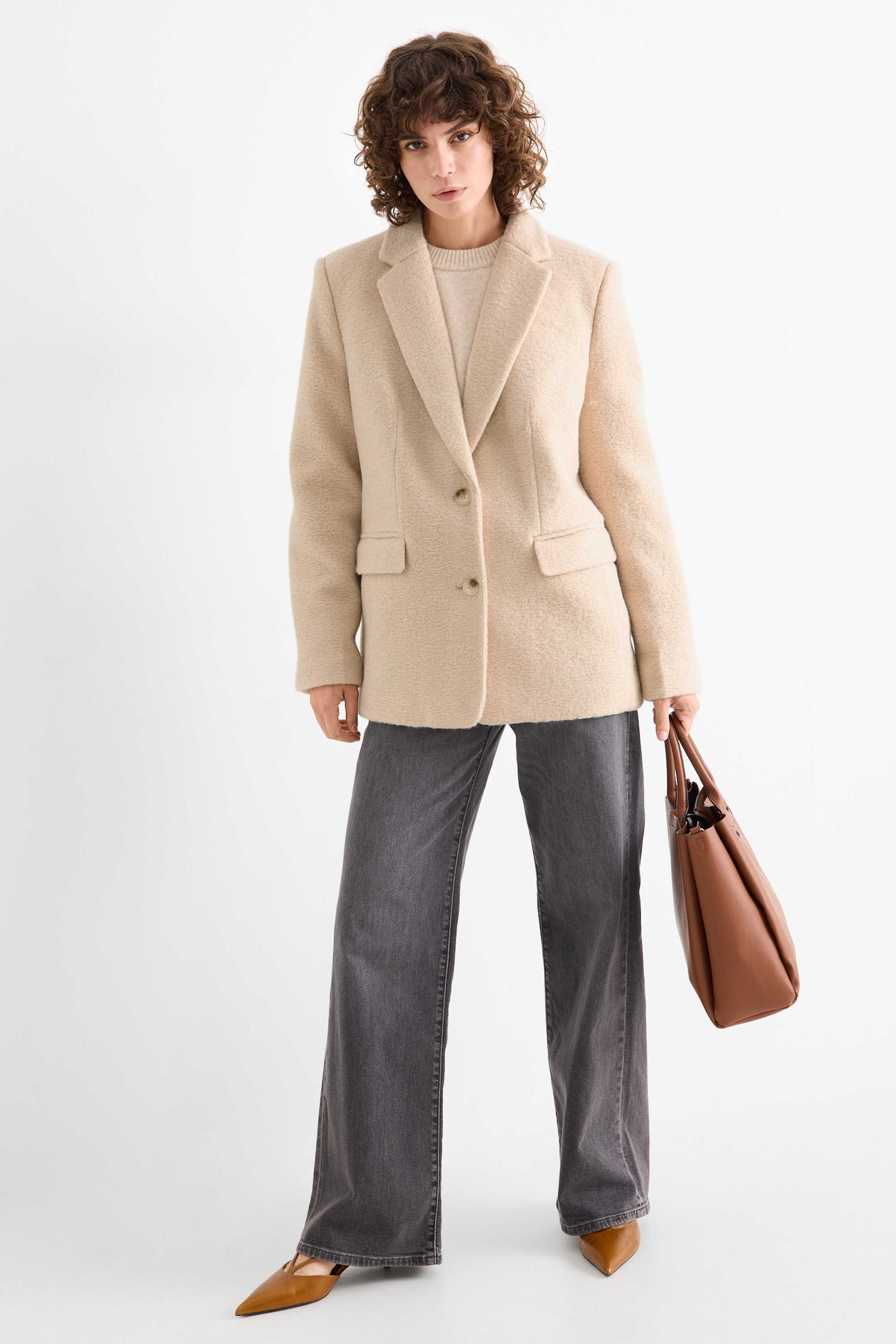 Long blazer - relaxed fit light beige