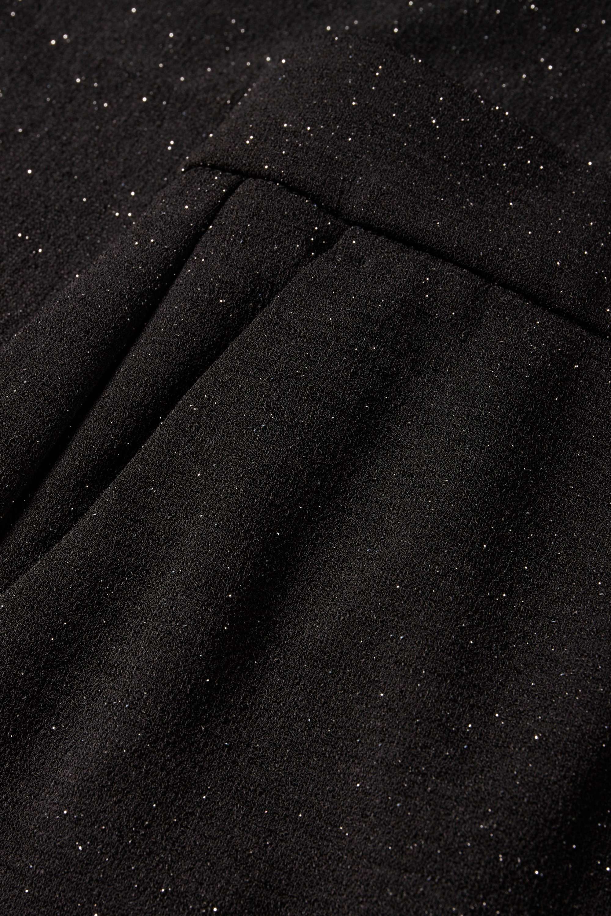 Trousers - high waist - wide leg - shiny black