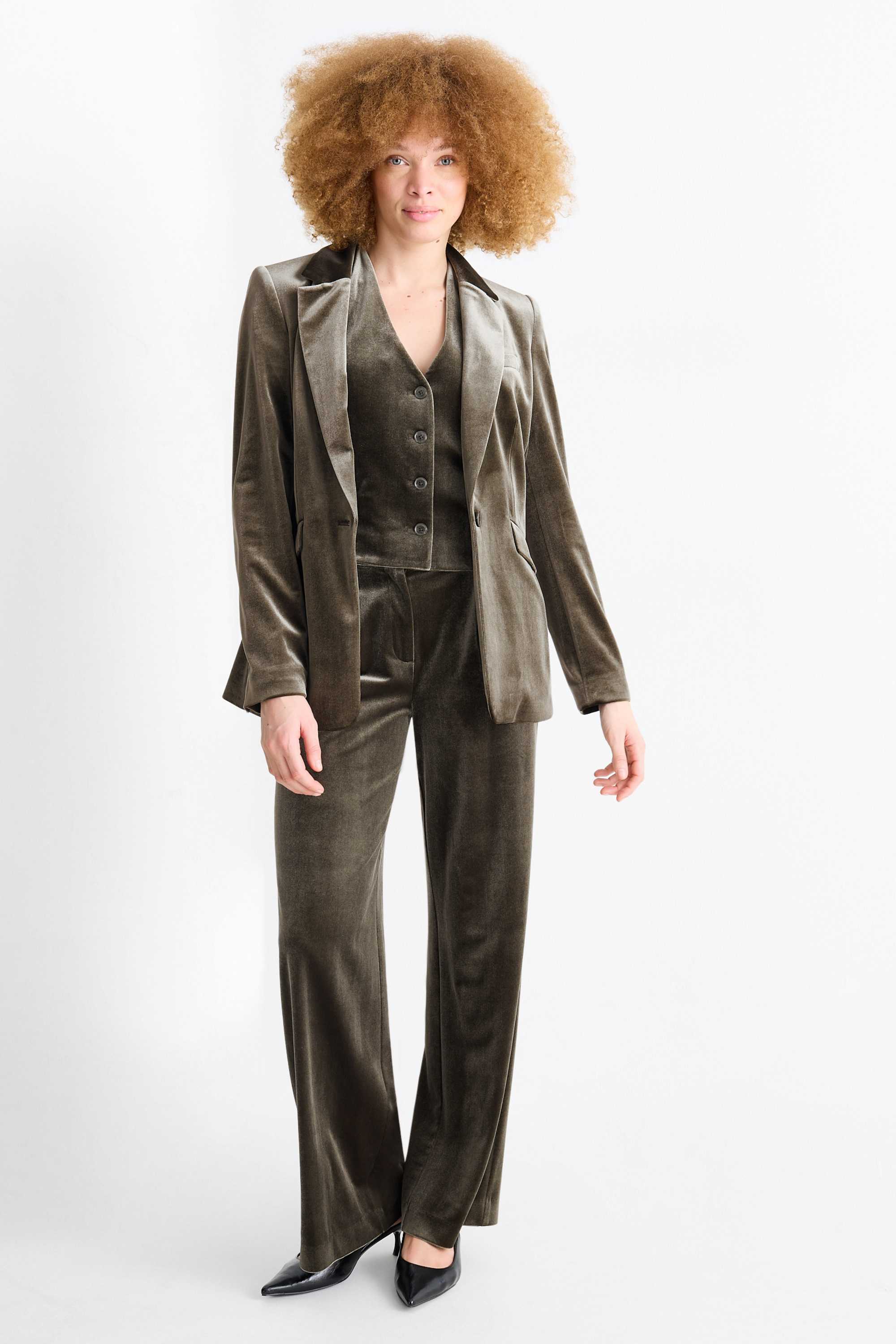 Velvet waistcoat - regular fit green