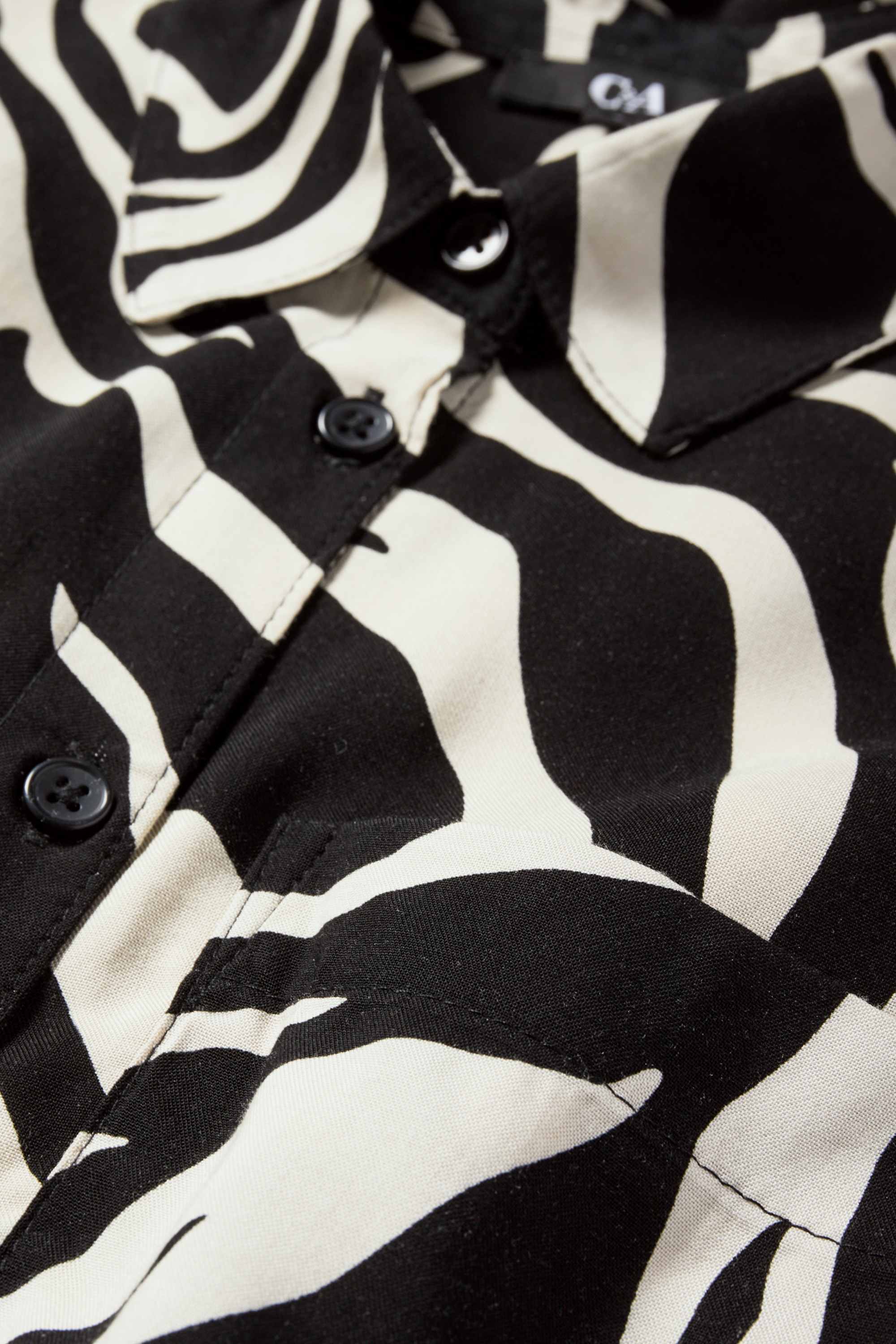 Shirt dress - patterned black / beige