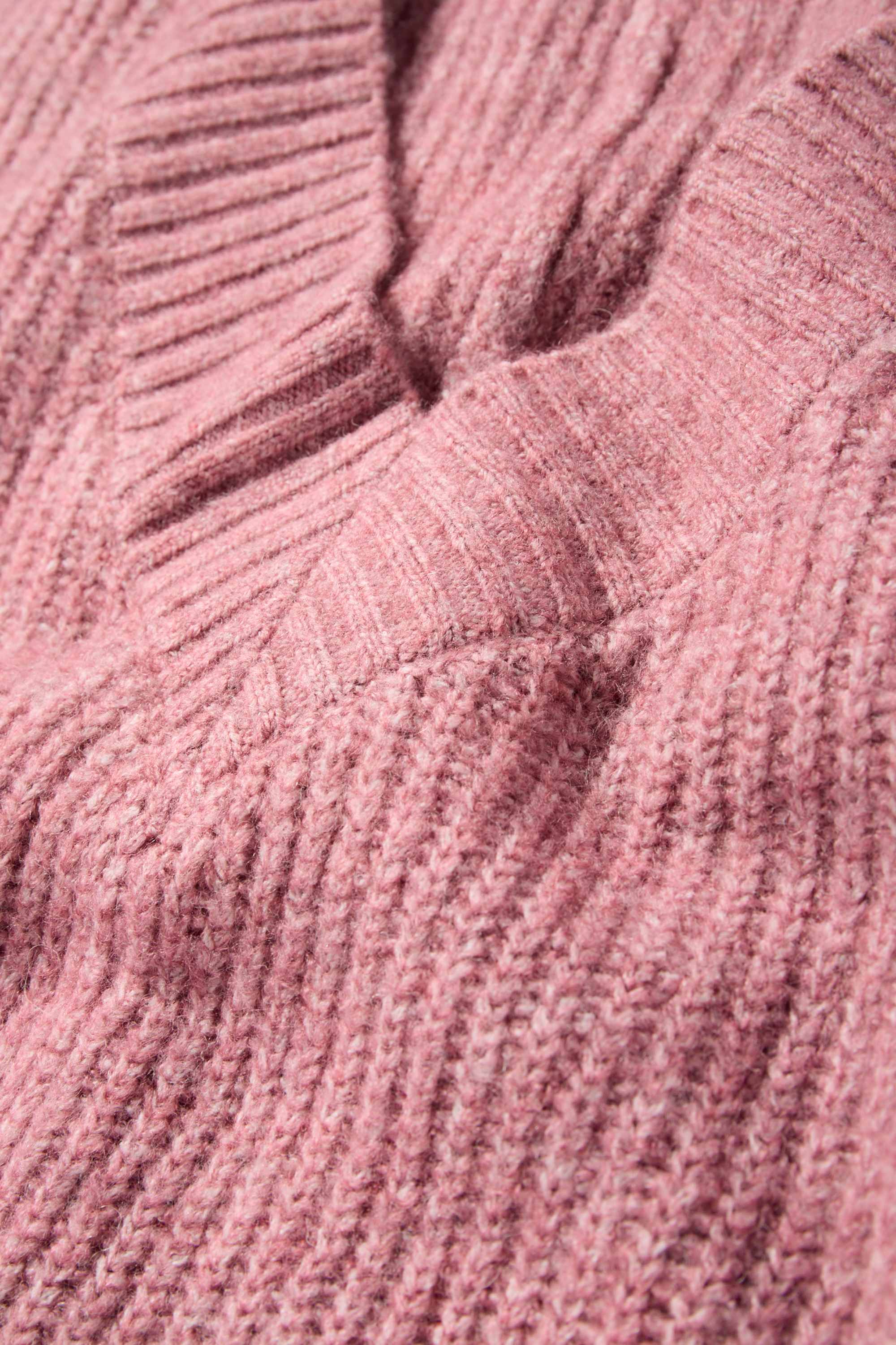 V-neck jumper - ribbed rose