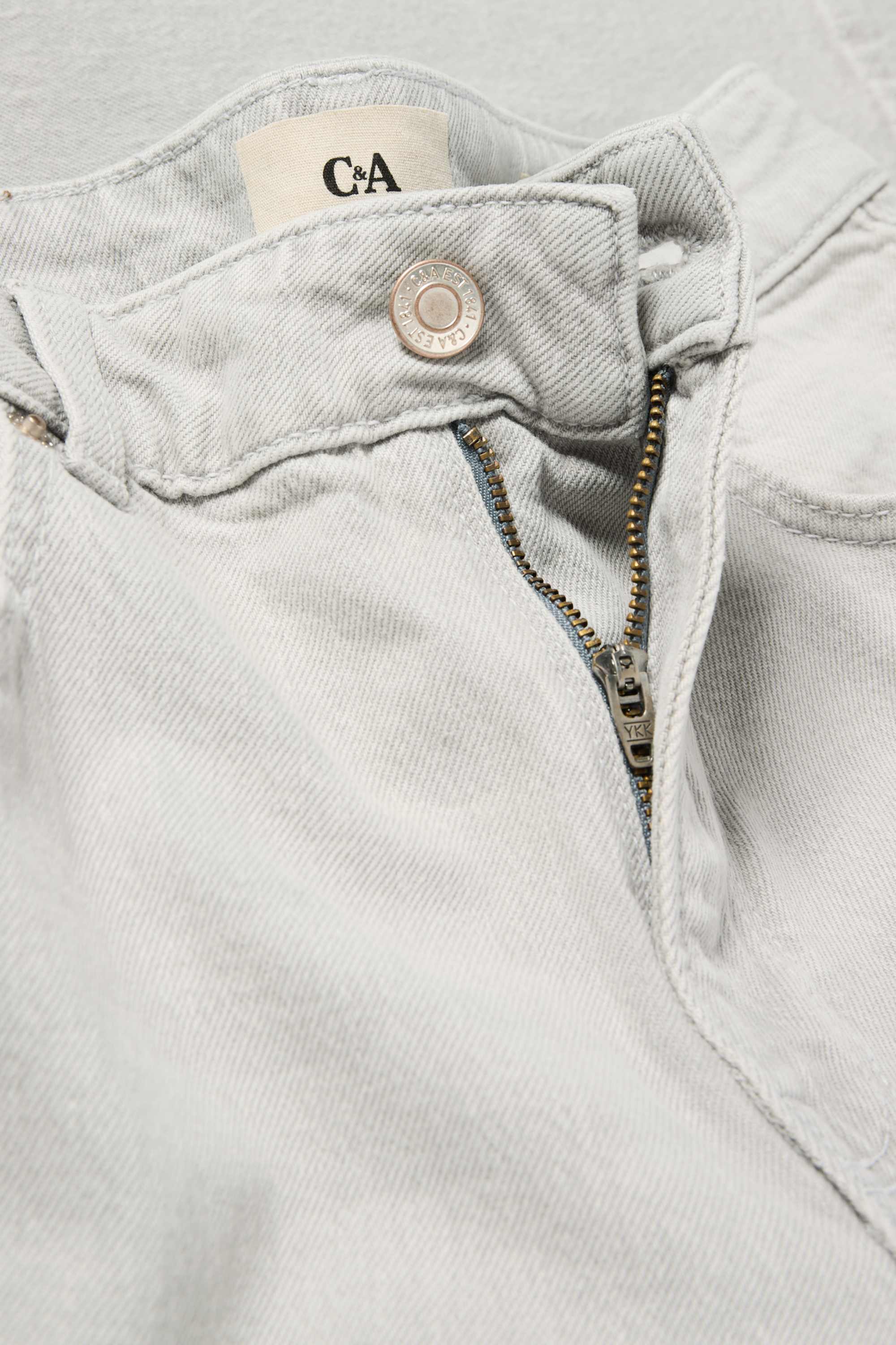 Loose flared jeans - mid-rise waist denim-light gray
