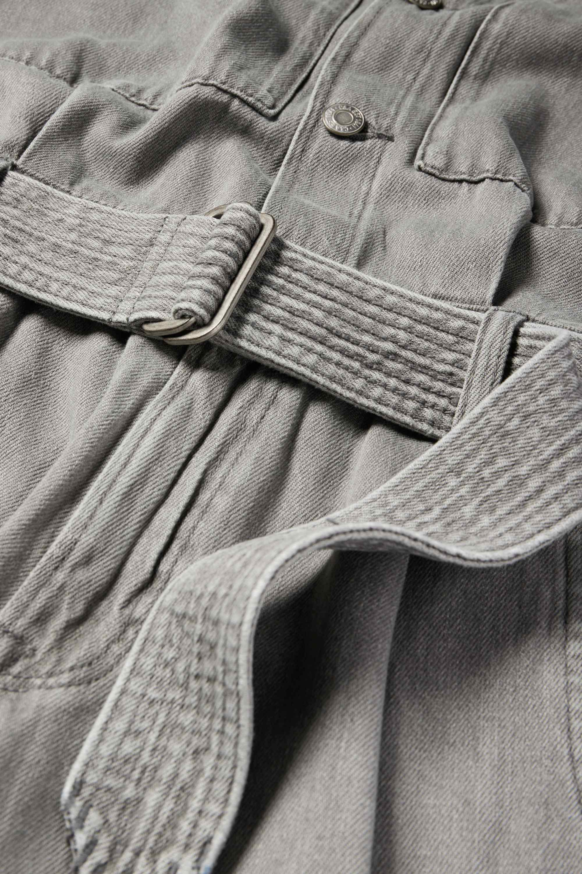 Denim jumpsuit with belt denim-light gray