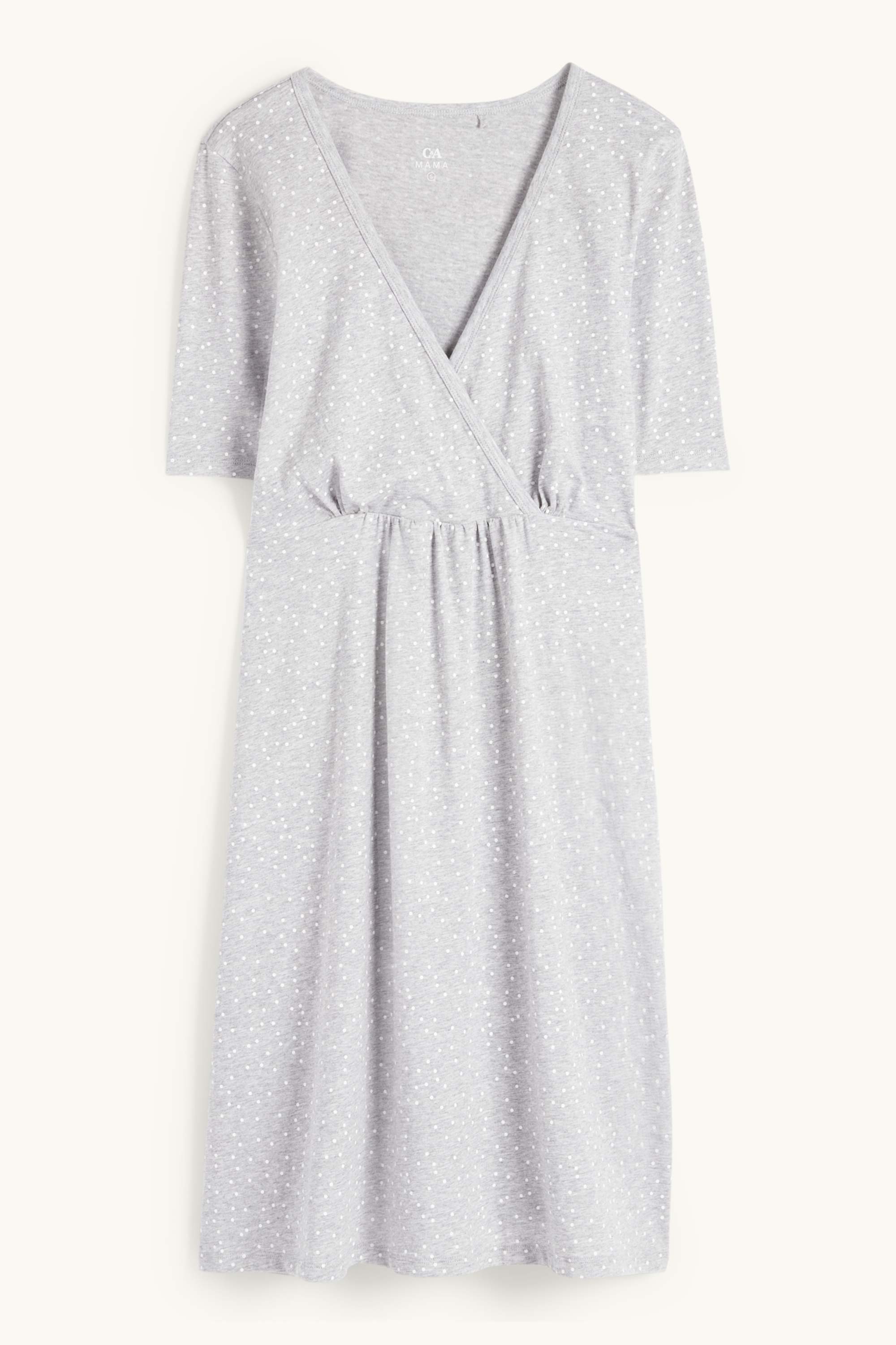Nursing nightdress - polka dot light gray