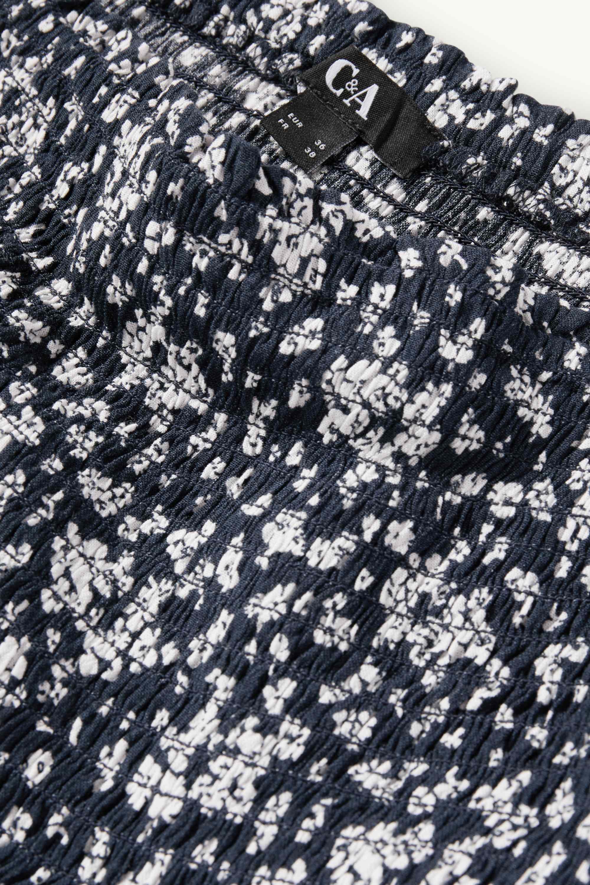 Cropped blouse - smocked dark blue / white