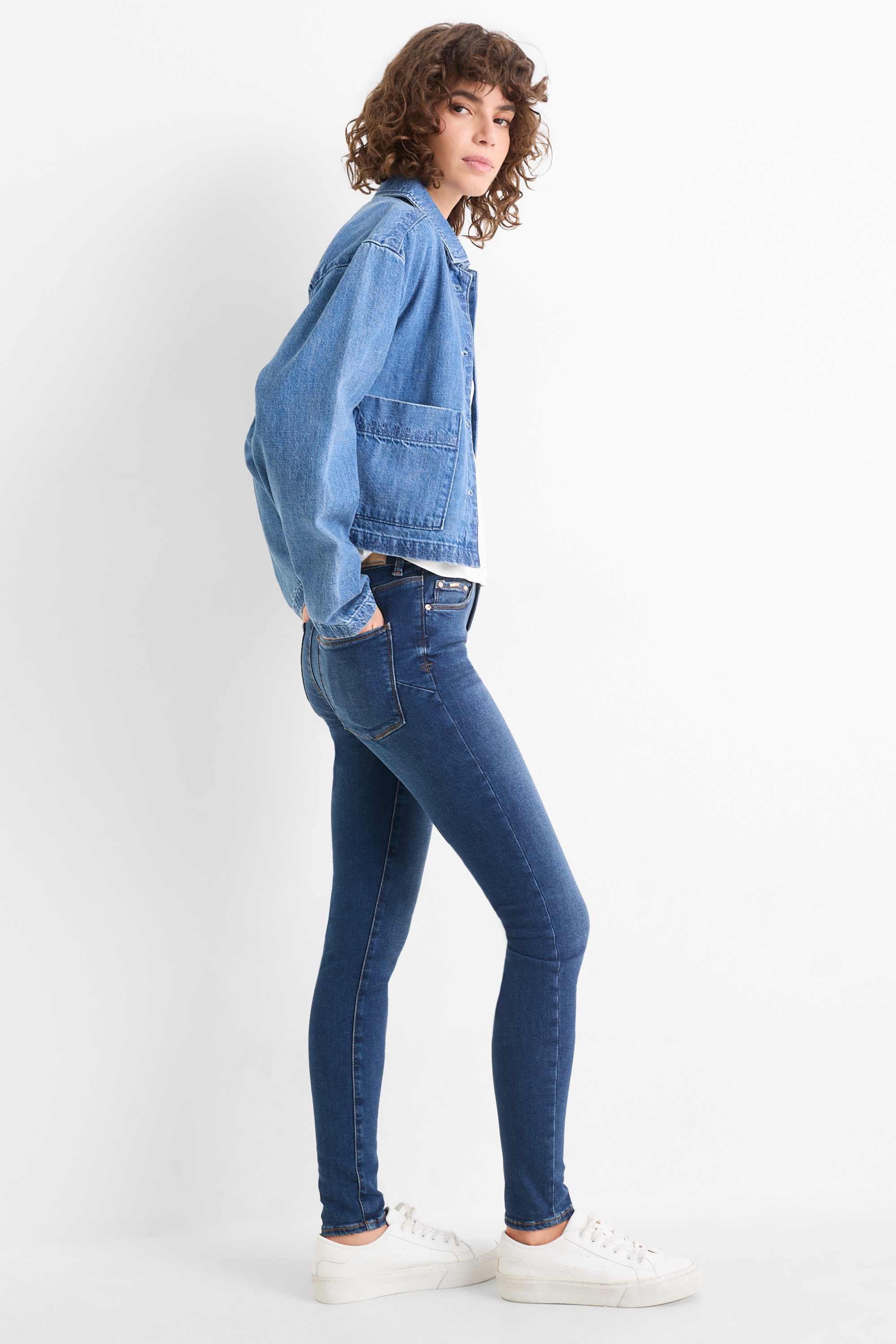 Skinny jeans - mid-rise waist - shaping jeans - LYCRA® dark blue