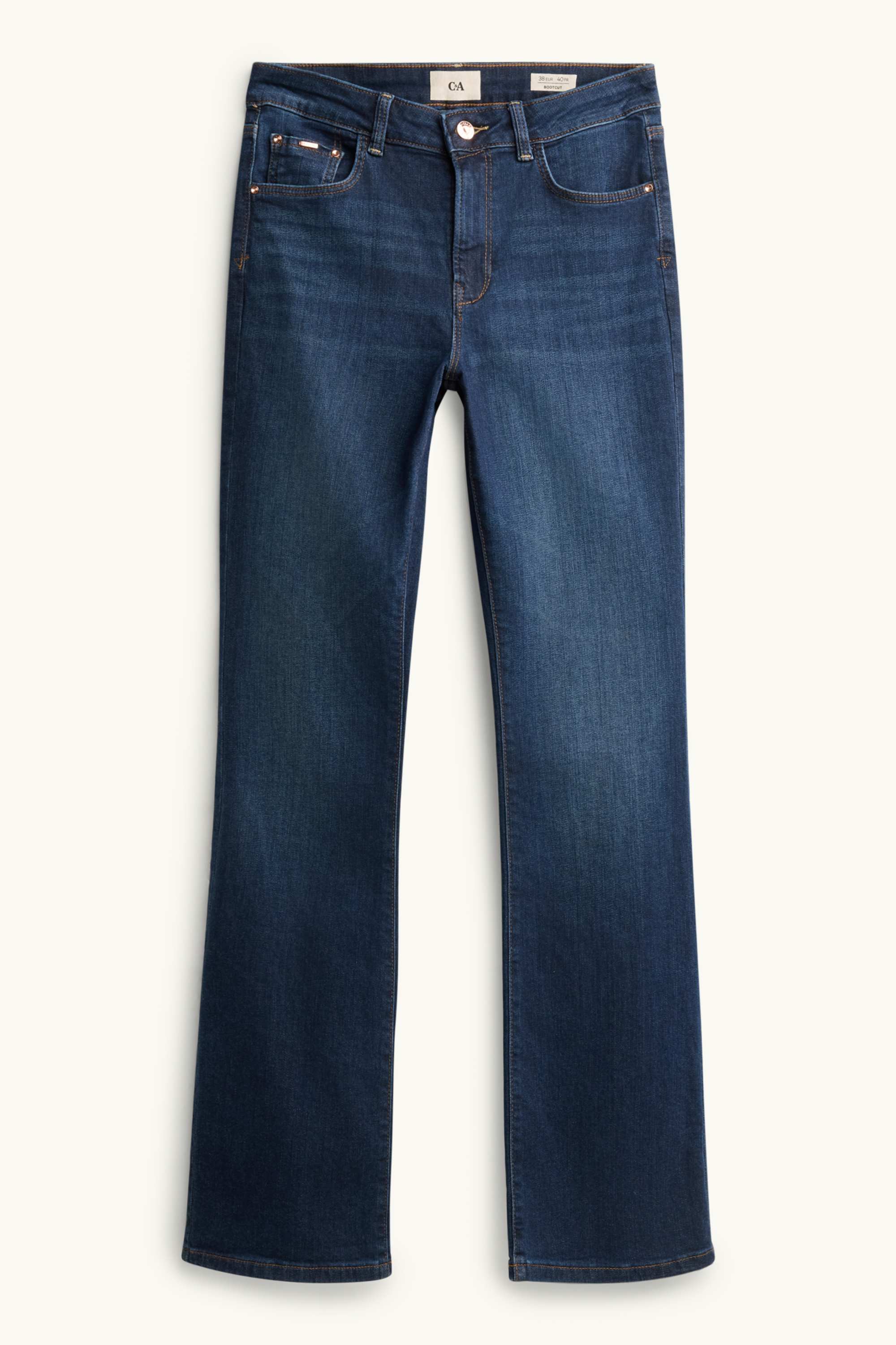 Bootcut jeans - mid-rise waist blue denim