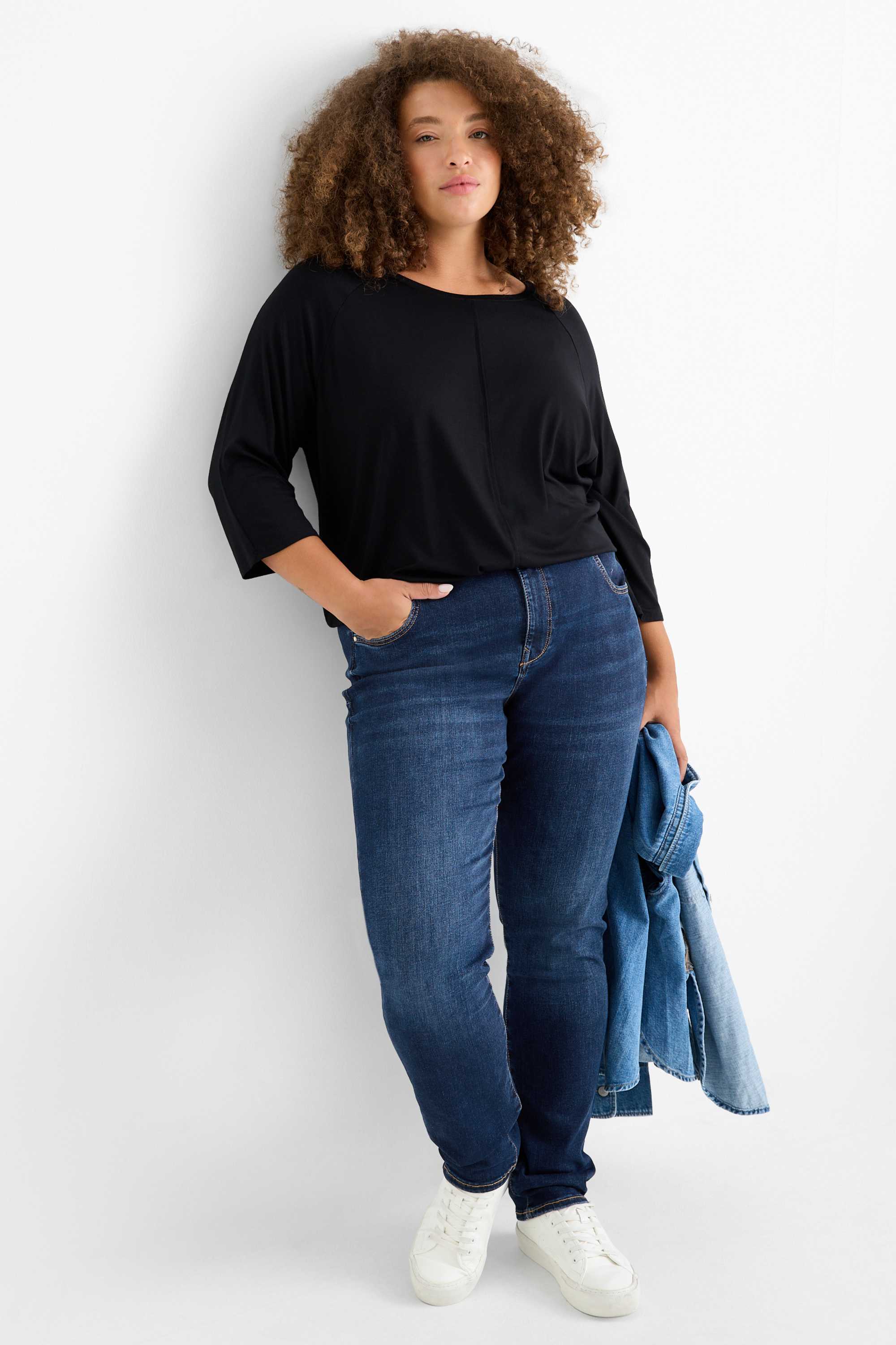 Slim jeans - mid-rise waist - shaping jeans - LYCRA® denim-dark blue
