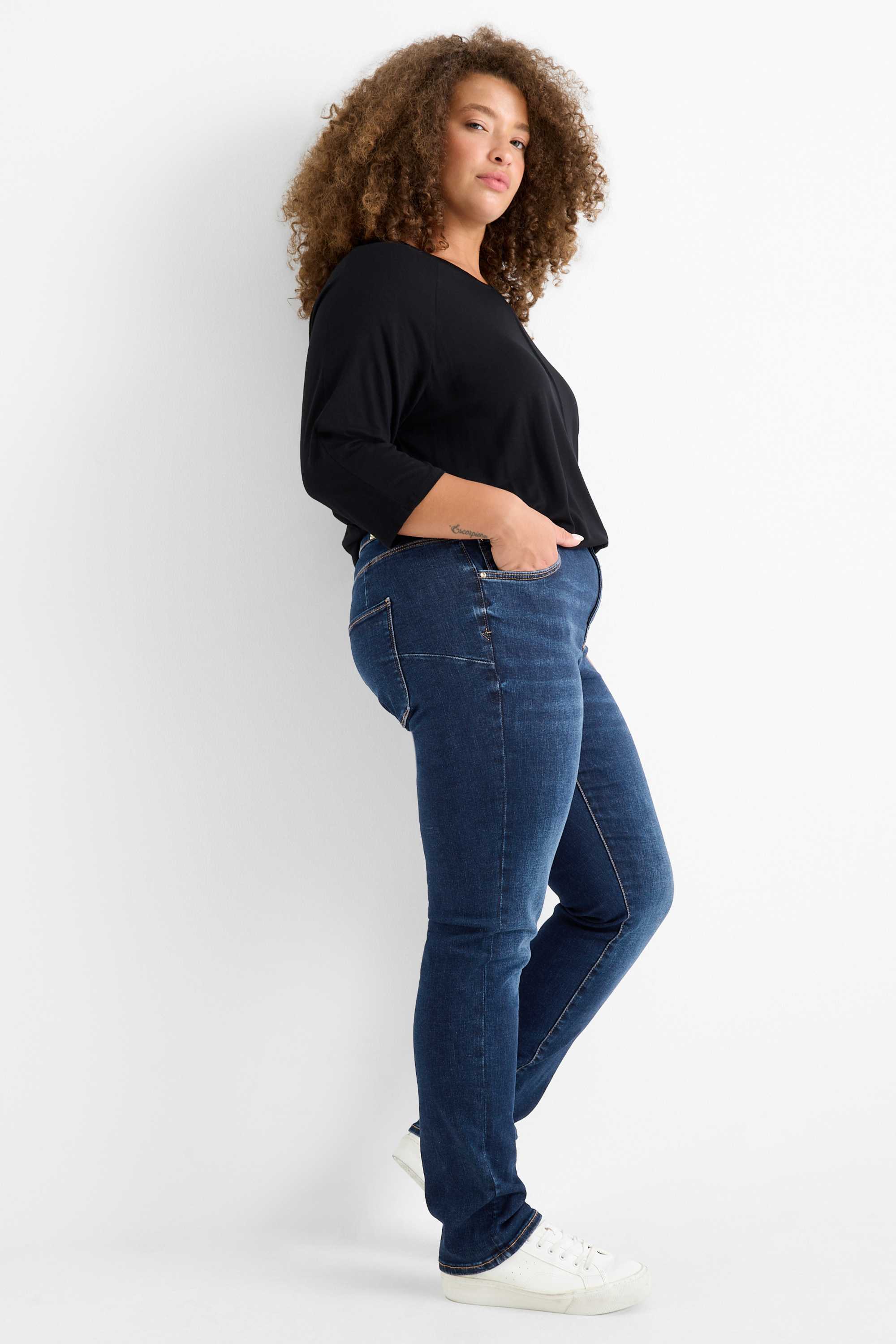 Slim jeans - mid-rise waist - shaping jeans - LYCRA® denim-dark blue