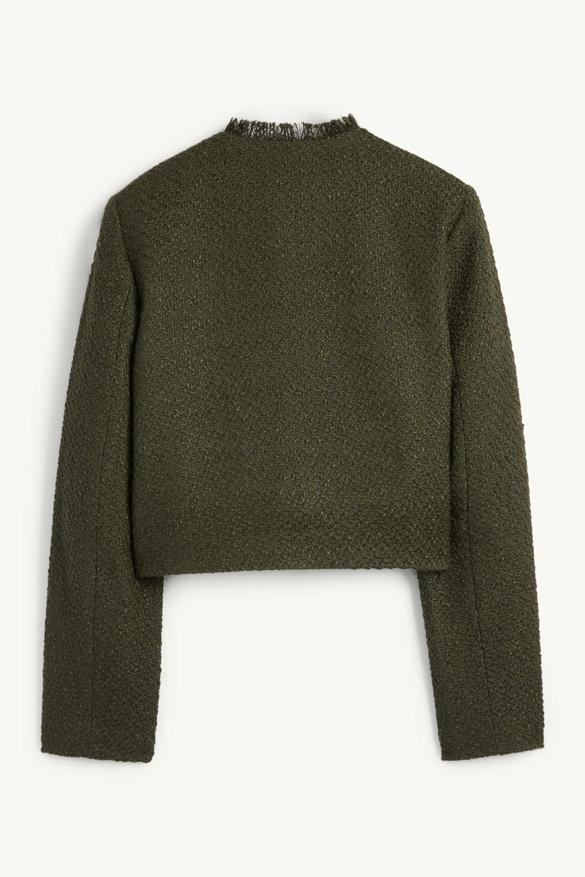 Cropped bouclé blazer - regular fit dark green
